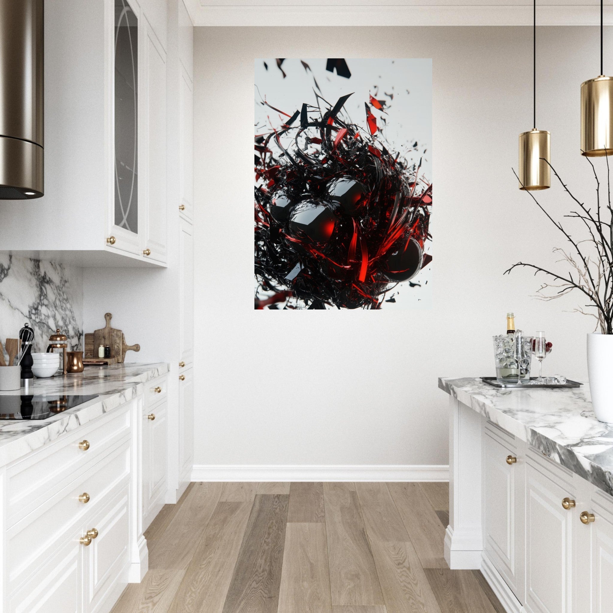 Fine Art Poster Portrait - Gravitys Collapse A violent implosion of fragment 4 - Shop Ai Art WebShop - Digital Art online Store