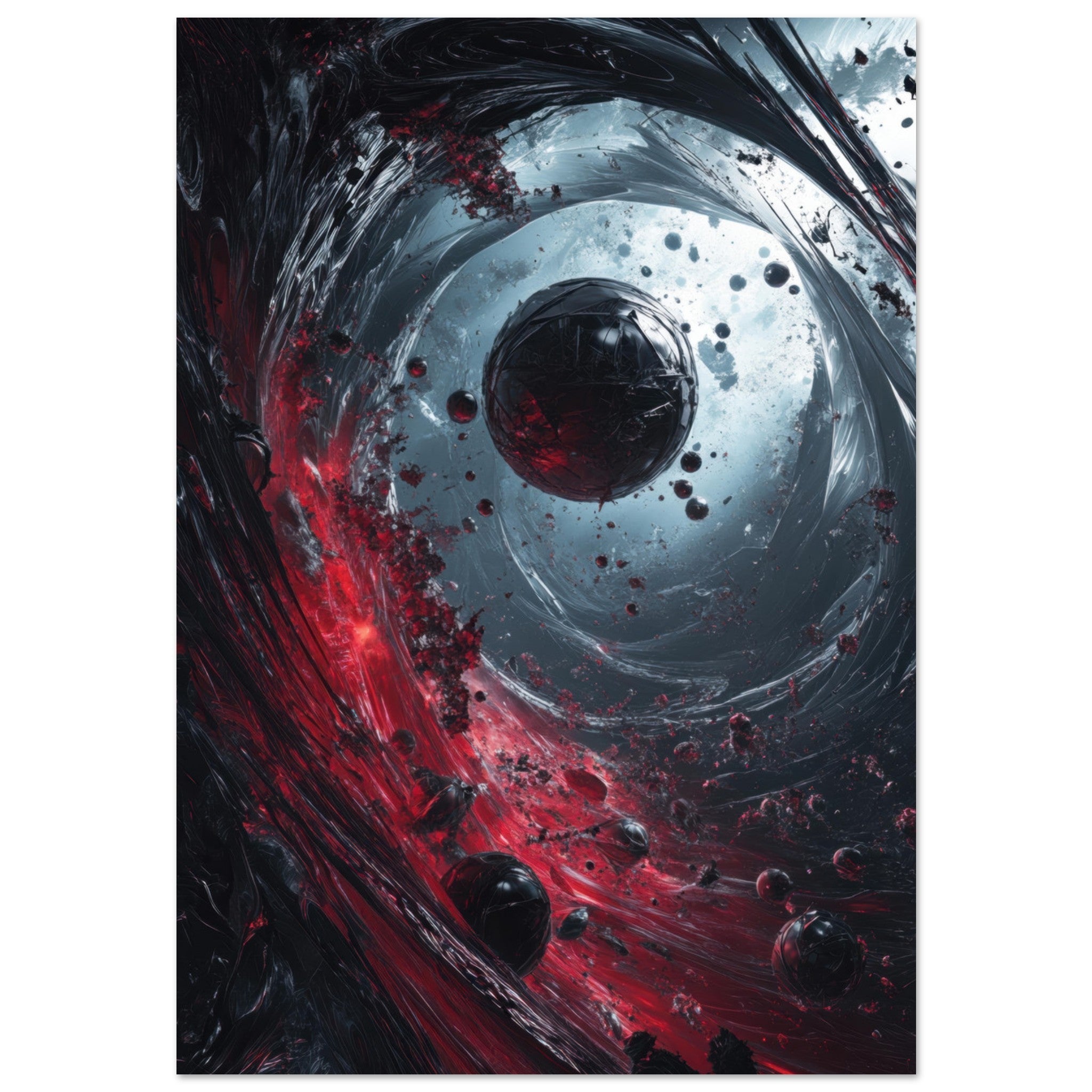 Fine Art Poster Portrait - Gravitys Collapse A violent implosion of fragment 6 - Shop Ai Art WebShop - Digital Art online Store