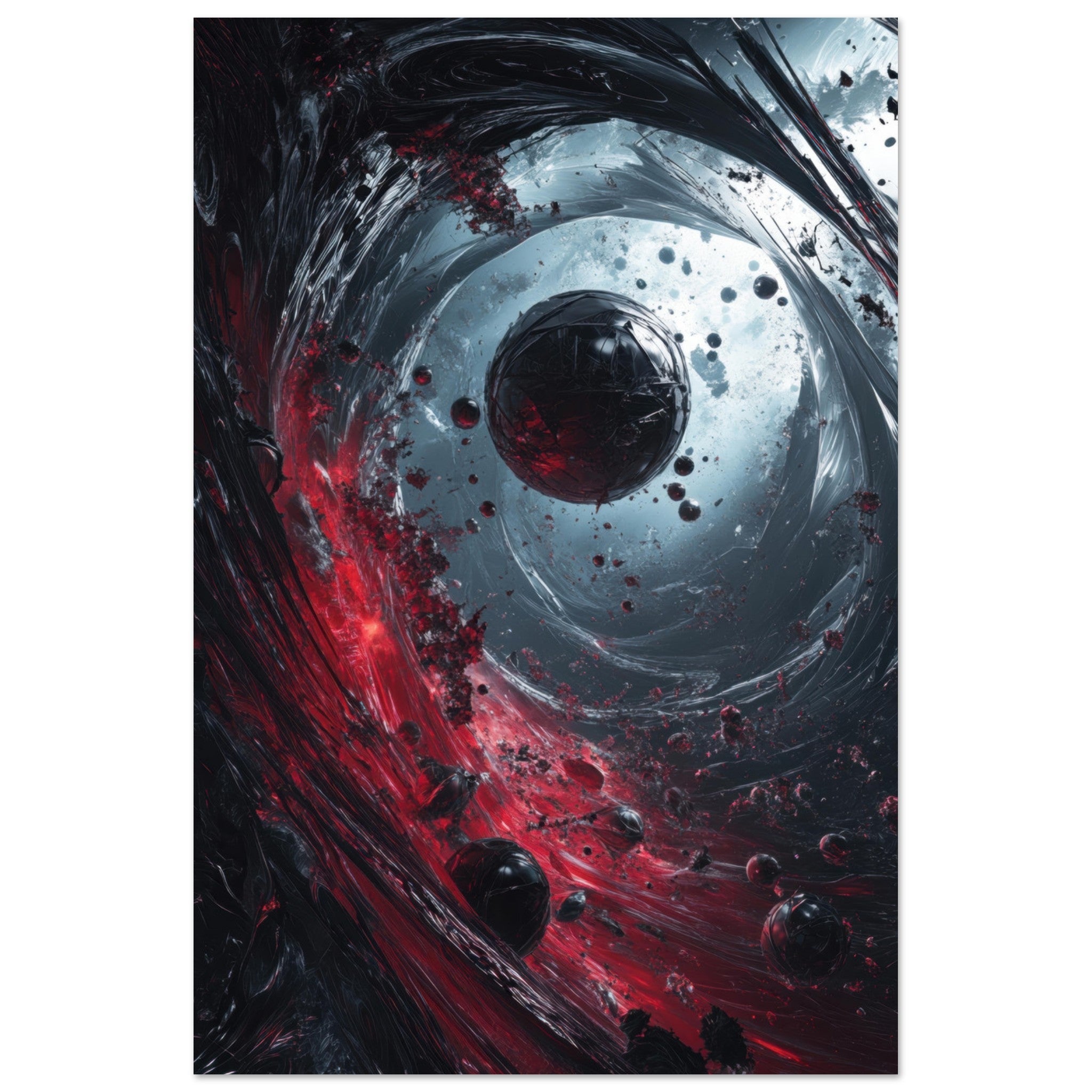 Fine Art Poster Portrait - Gravitys Collapse A violent implosion of fragment 6 - Shop Ai Art WebShop - Digital Art online Store