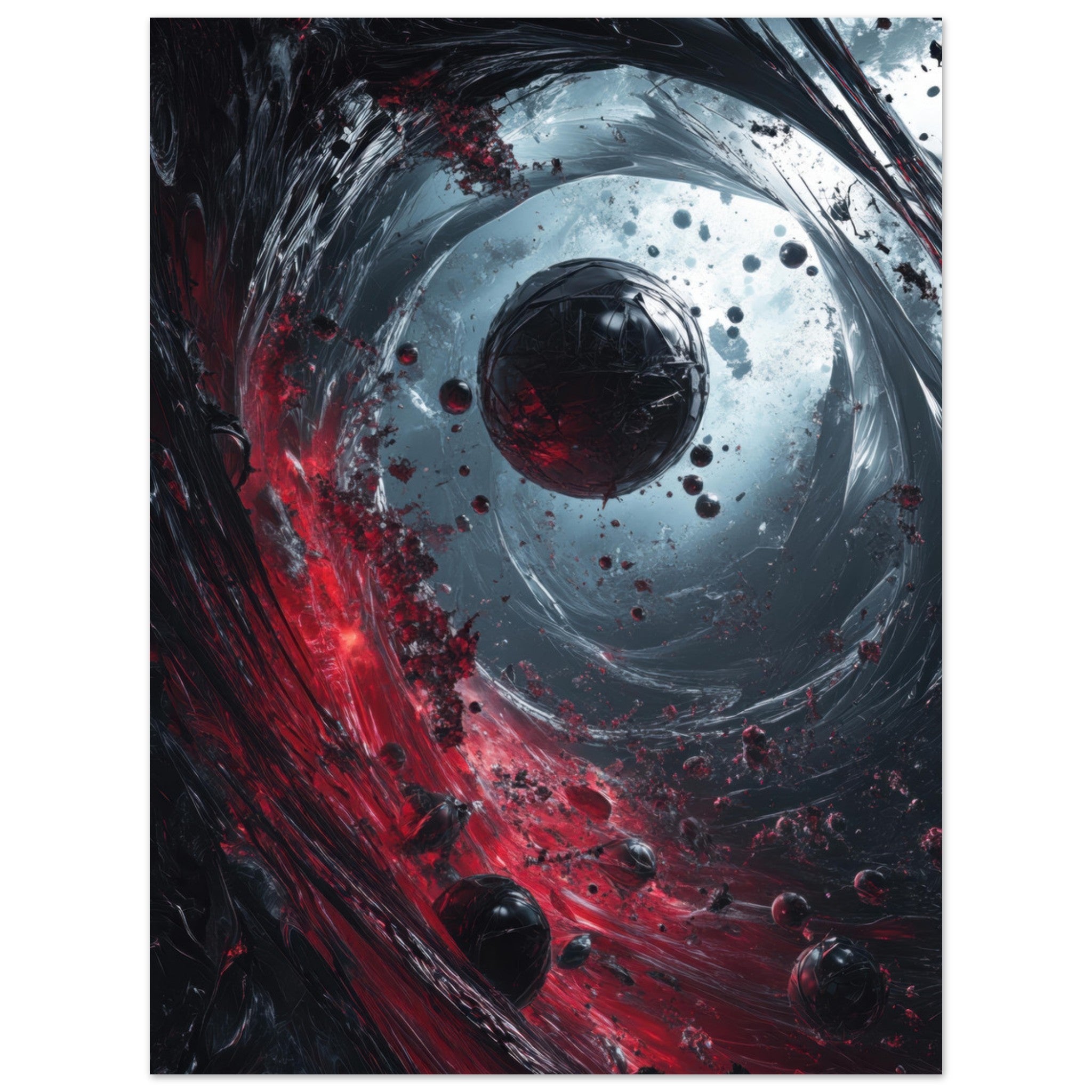 Fine Art Poster Portrait - Gravitys Collapse A violent implosion of fragment 6 - Shop Ai Art WebShop - Digital Art online Store