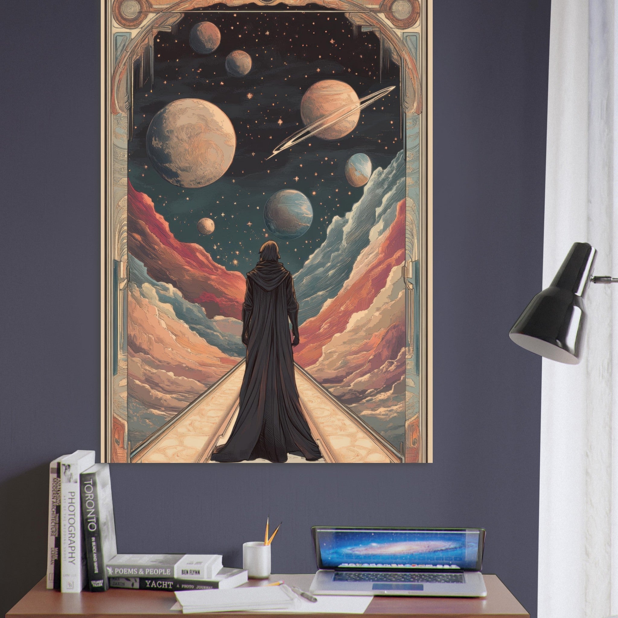 Fine Art Poster Portrait - The Astral Voyager An Art Nouveau poster 2 - Shop Ai Art WebShop - Digital Art online Store