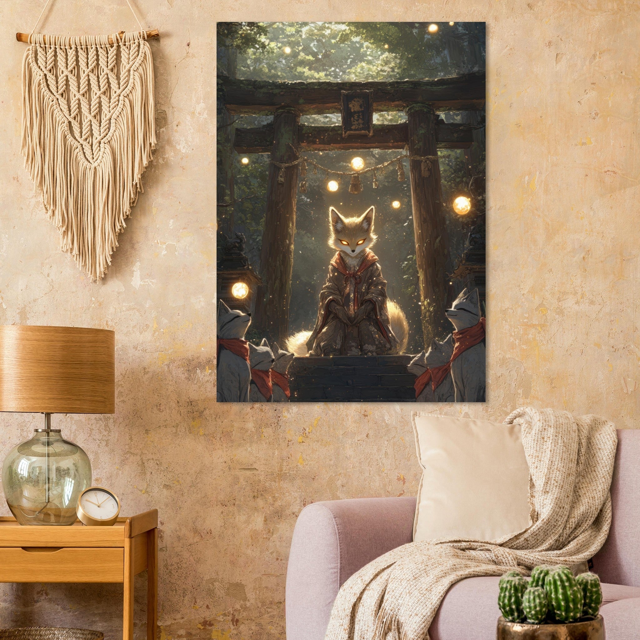 Fine Art Poster Portrait - The Celestial Foxs Shrine Neo - Classical A nine - t - Shop Ai Art WebShop - Digital Art online Store