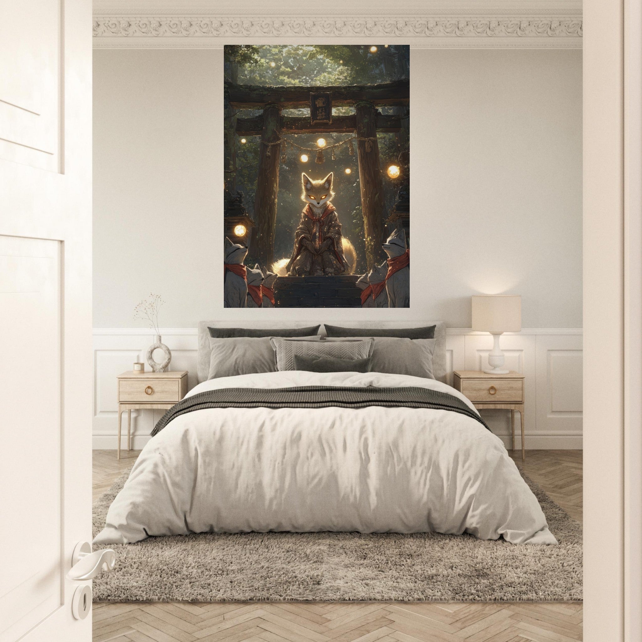 Fine Art Poster Portrait - The Celestial Foxs Shrine Neo - Classical A nine - t - Shop Ai Art WebShop - Digital Art online Store