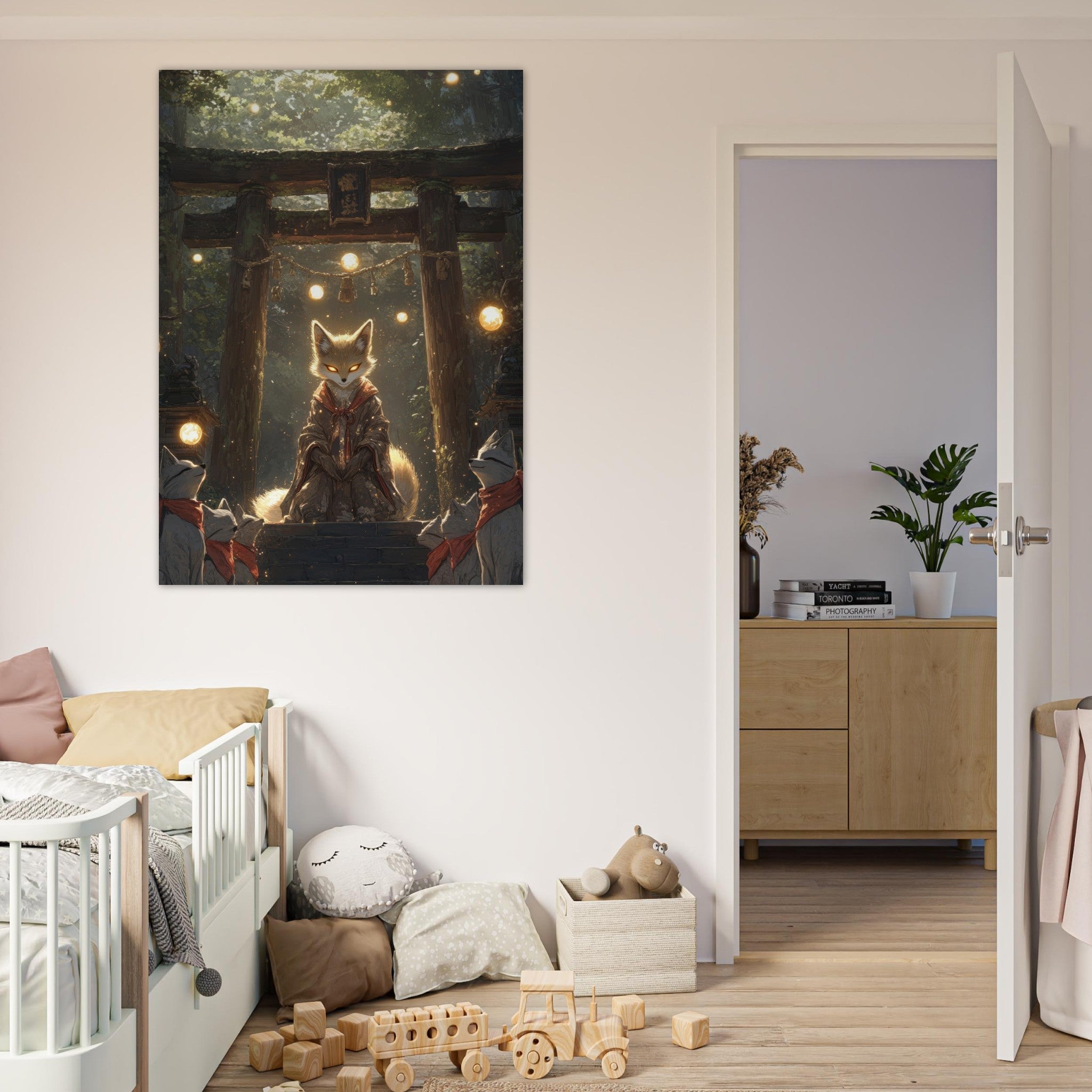 Fine Art Poster Portrait - The Celestial Foxs Shrine Neo - Classical A nine - t - Shop Ai Art WebShop - Digital Art online Store