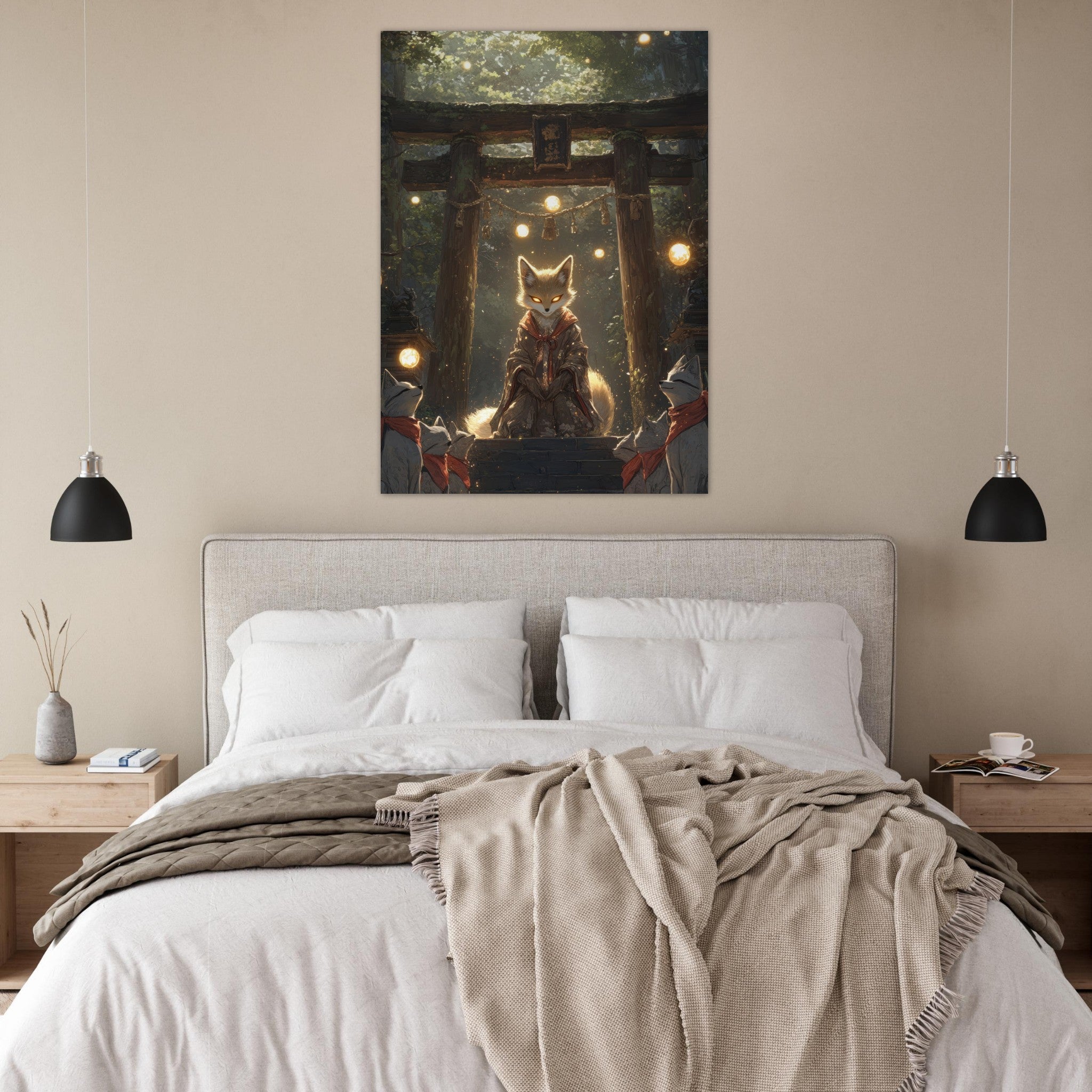 Fine Art Poster Portrait - The Celestial Foxs Shrine Neo - Classical A nine - t - Shop Ai Art WebShop - Digital Art online Store