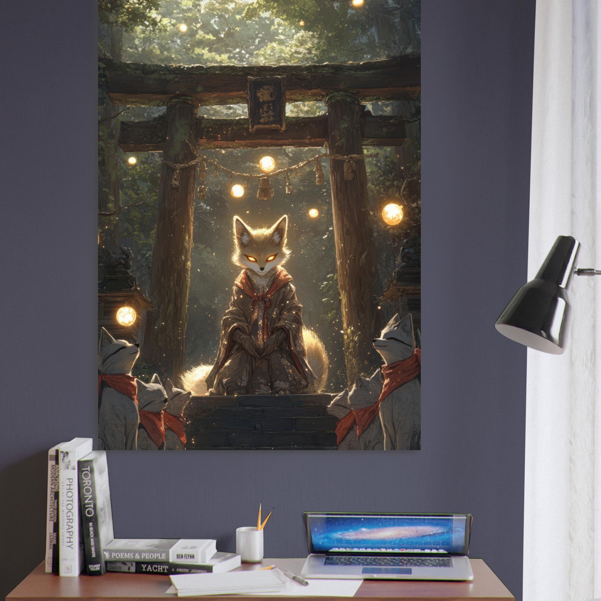 Fine Art Poster Portrait - The Celestial Foxs Shrine Neo - Classical A nine - t - Shop Ai Art WebShop - Digital Art online Store