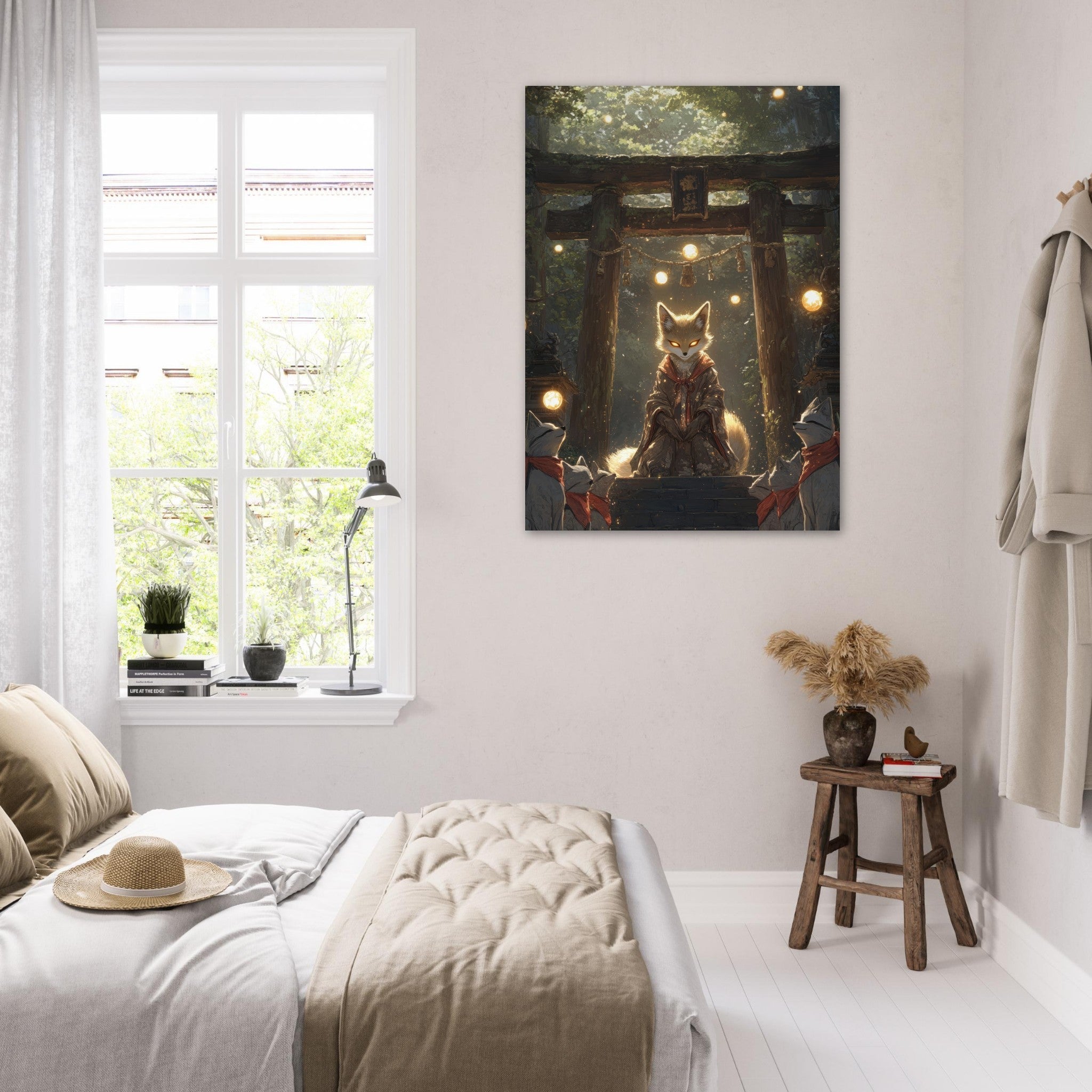 Fine Art Poster Portrait - The Celestial Foxs Shrine Neo - Classical A nine - t - Shop Ai Art WebShop - Digital Art online Store