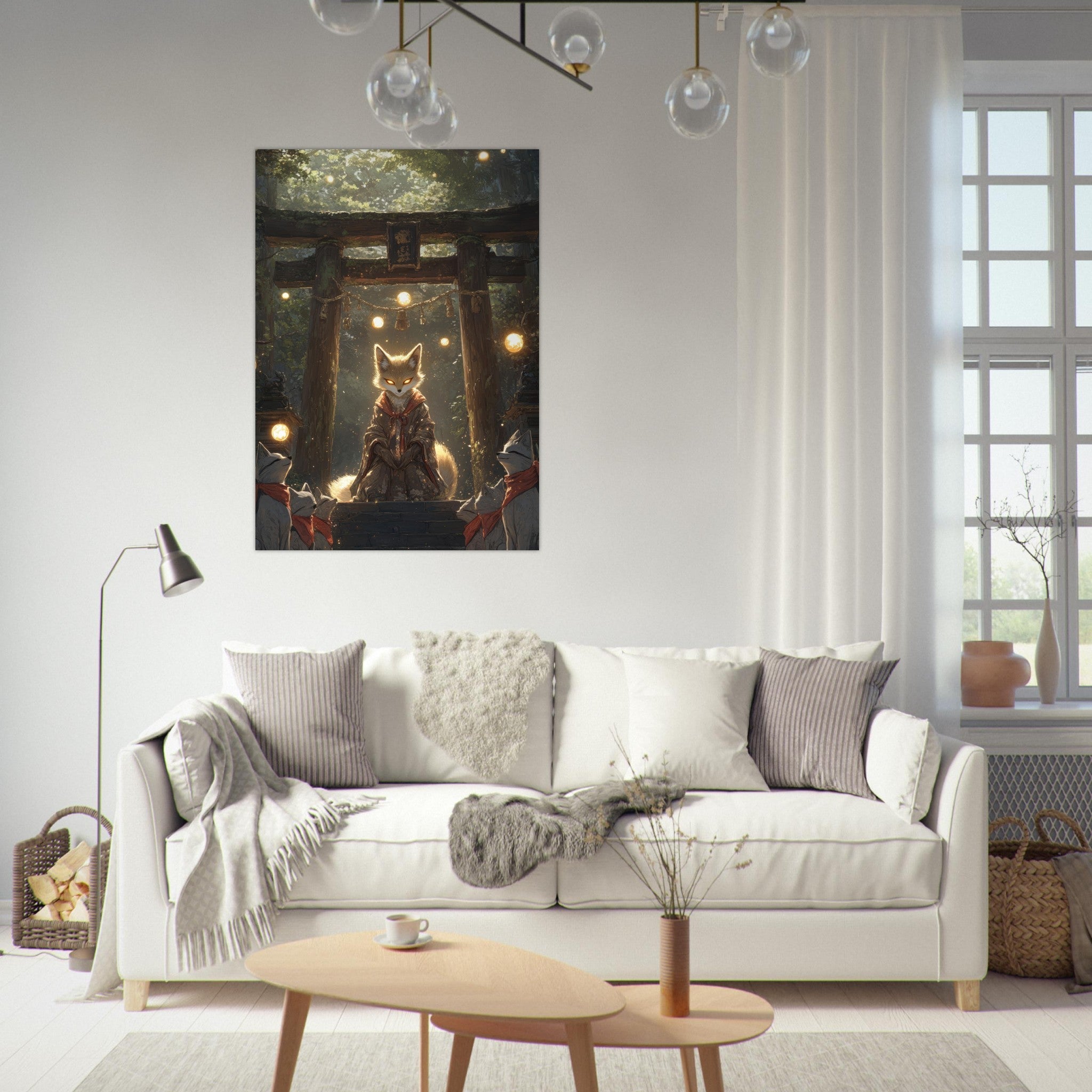 Fine Art Poster Portrait - The Celestial Foxs Shrine Neo - Classical A nine - t - Shop Ai Art WebShop - Digital Art online Store