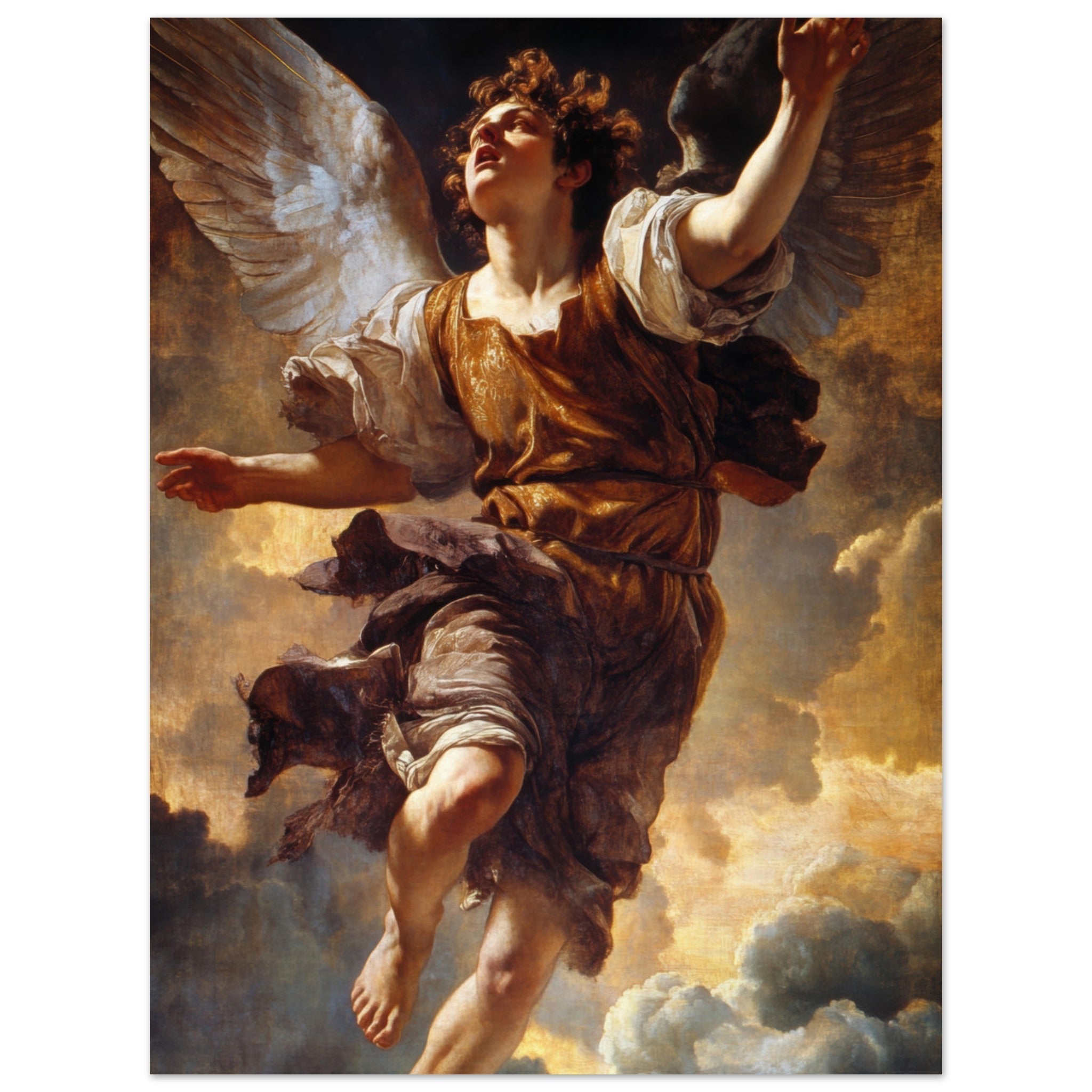 Fine Art Poster Portrait - The Fallen Angels Descent Baroque Mythological 2 - Shop Ai Art WebShop - Digital Art online Store