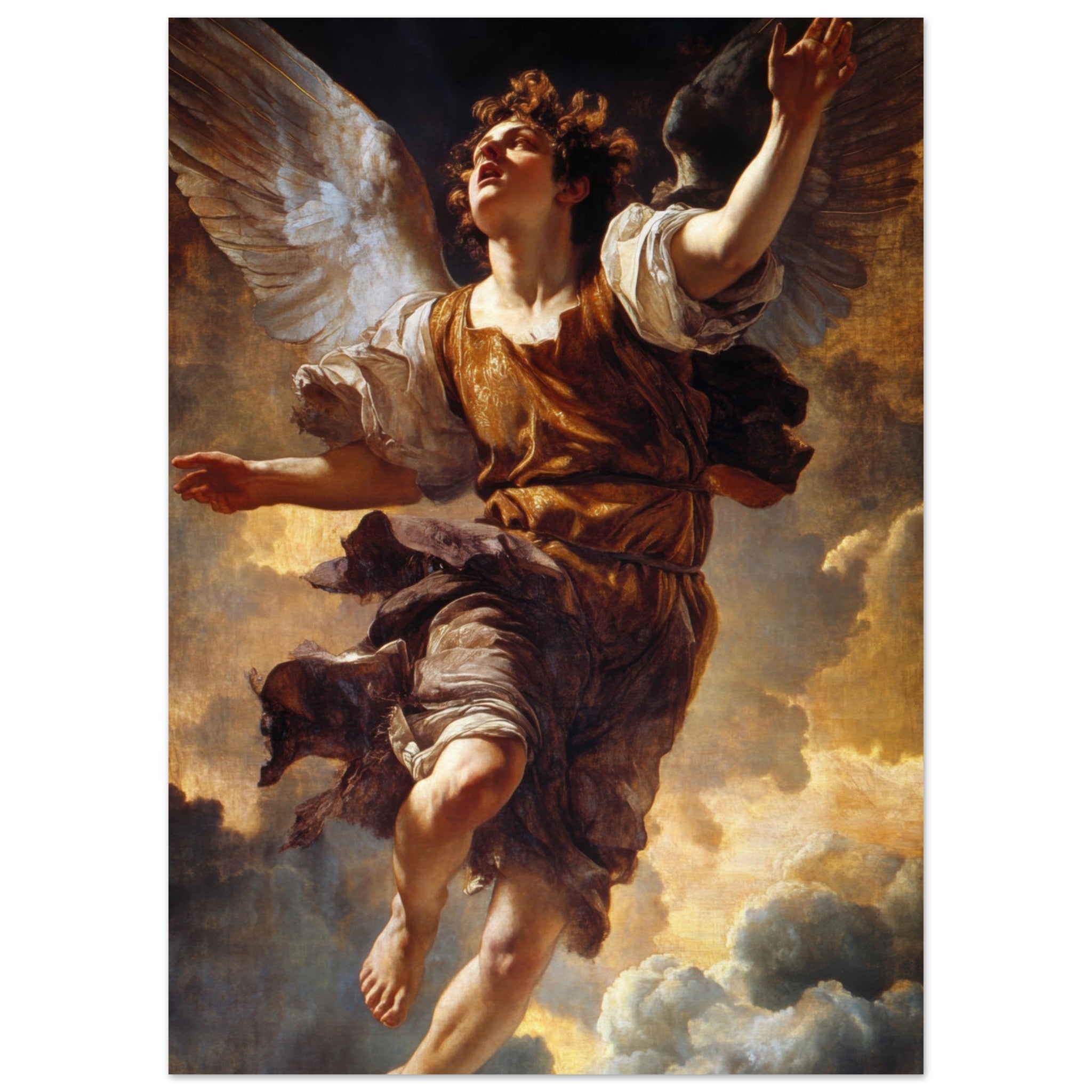 Fine Art Poster Portrait - The Fallen Angels Descent Baroque Mythological 2 - Shop Ai Art WebShop - Digital Art online Store