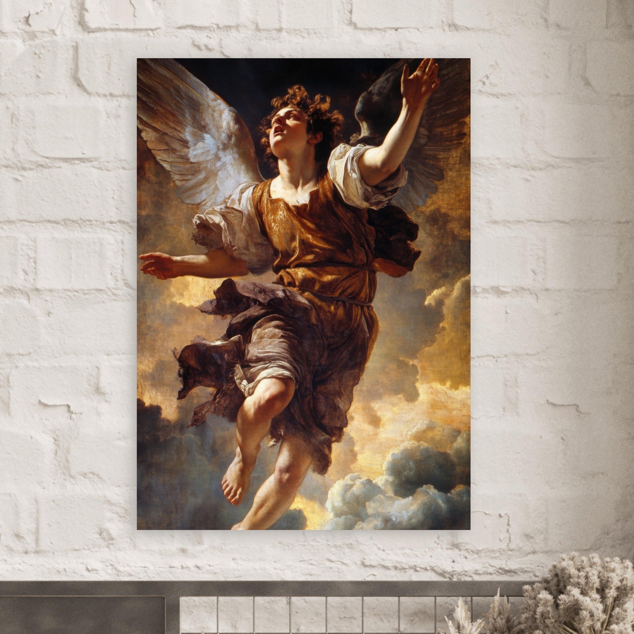 Fine Art Poster Portrait - The Fallen Angels Descent Baroque Mythological 2 - Shop Ai Art WebShop - Digital Art online Store