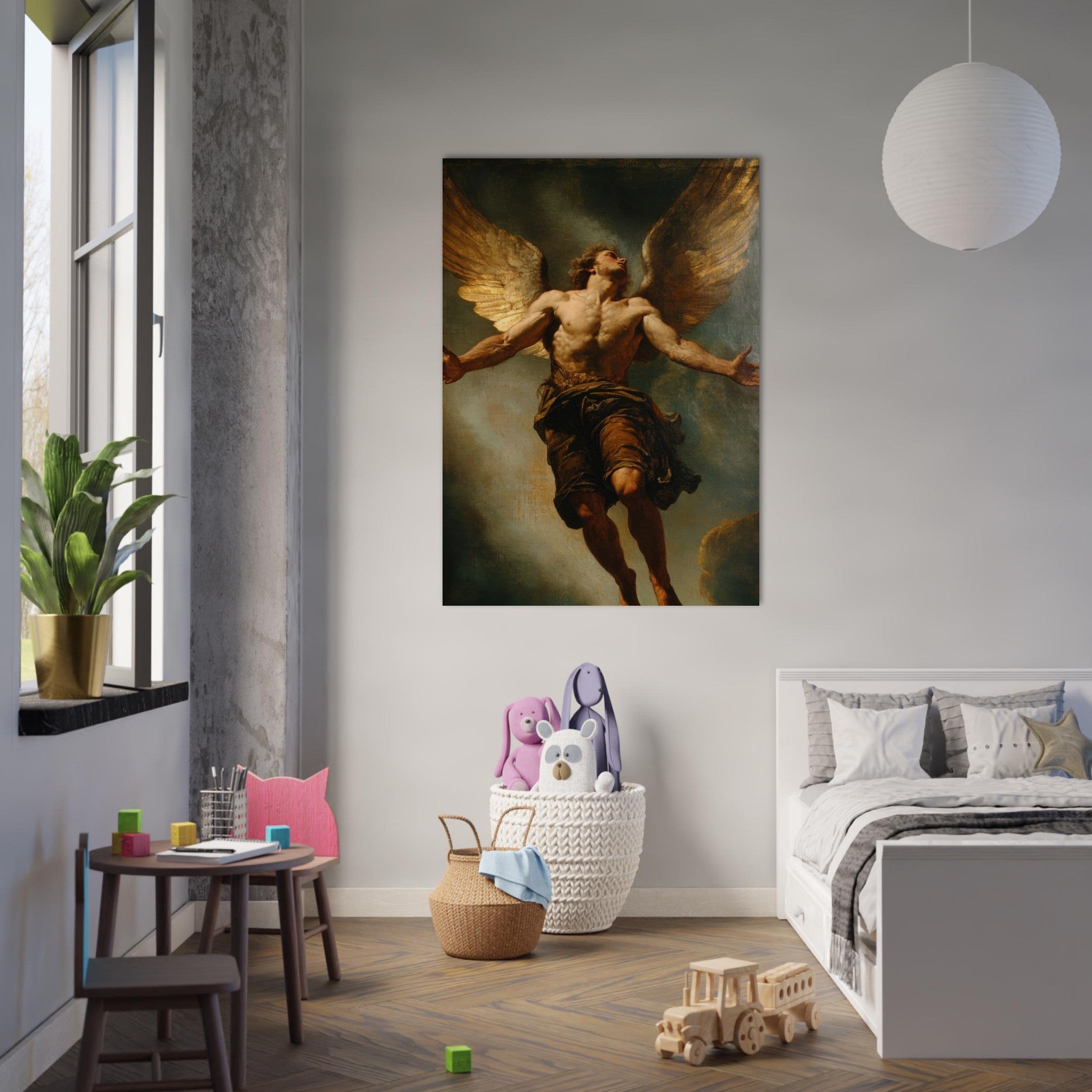 Fine Art Poster Portrait - The Fallen Angels Descent Baroque Mythological 3 - Shop Ai Art WebShop - Digital Art online Store