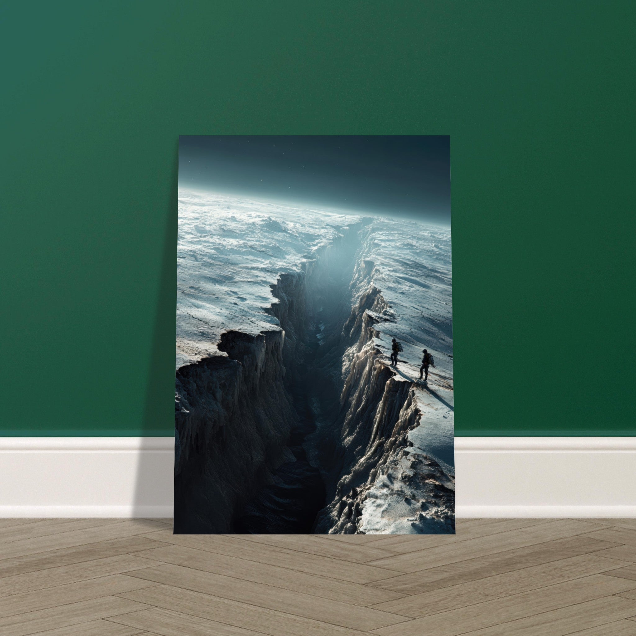 Fine Art Poster Portrait - The Frozen Wasteland of Europa An expedition tea - Shop Ai Art WebShop - Digital Art online Store