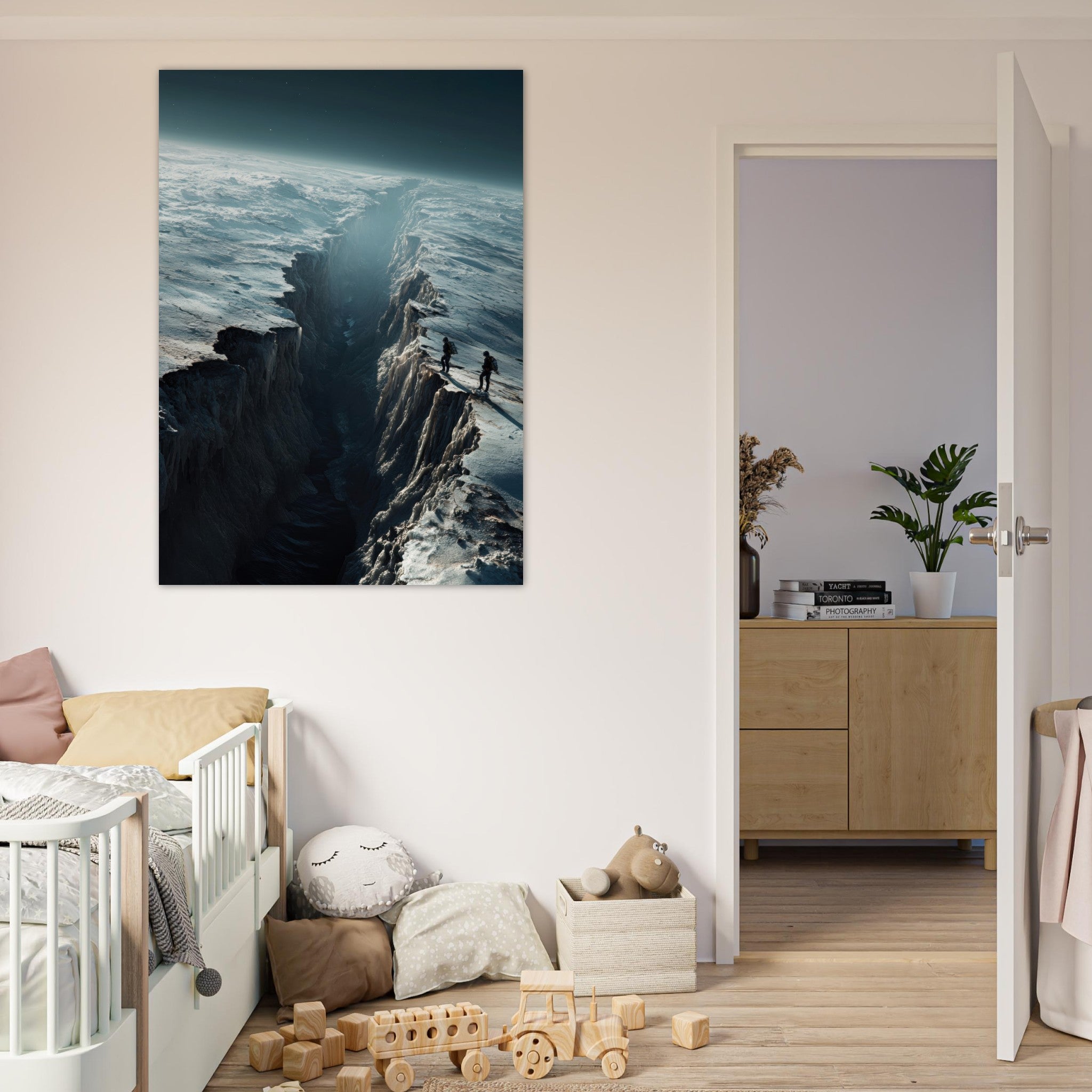 Fine Art Poster Portrait - The Frozen Wasteland of Europa An expedition tea - Shop Ai Art WebShop - Digital Art online Store