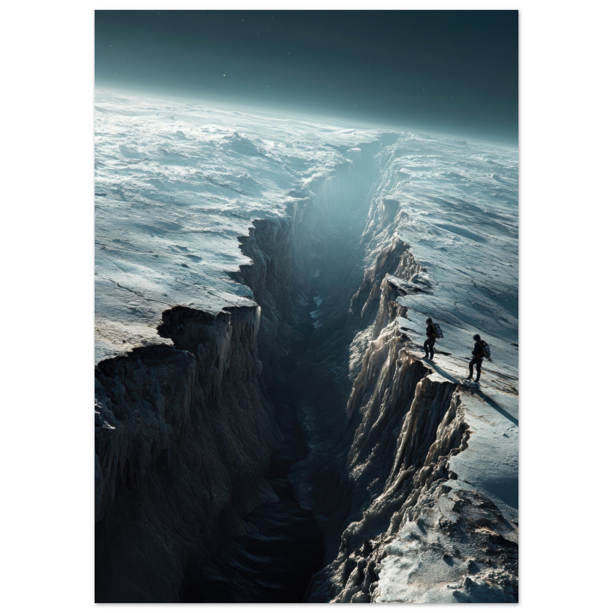 Fine Art Poster Portrait - The Frozen Wasteland of Europa An expedition tea - Shop Ai Art WebShop - Digital Art online Store
