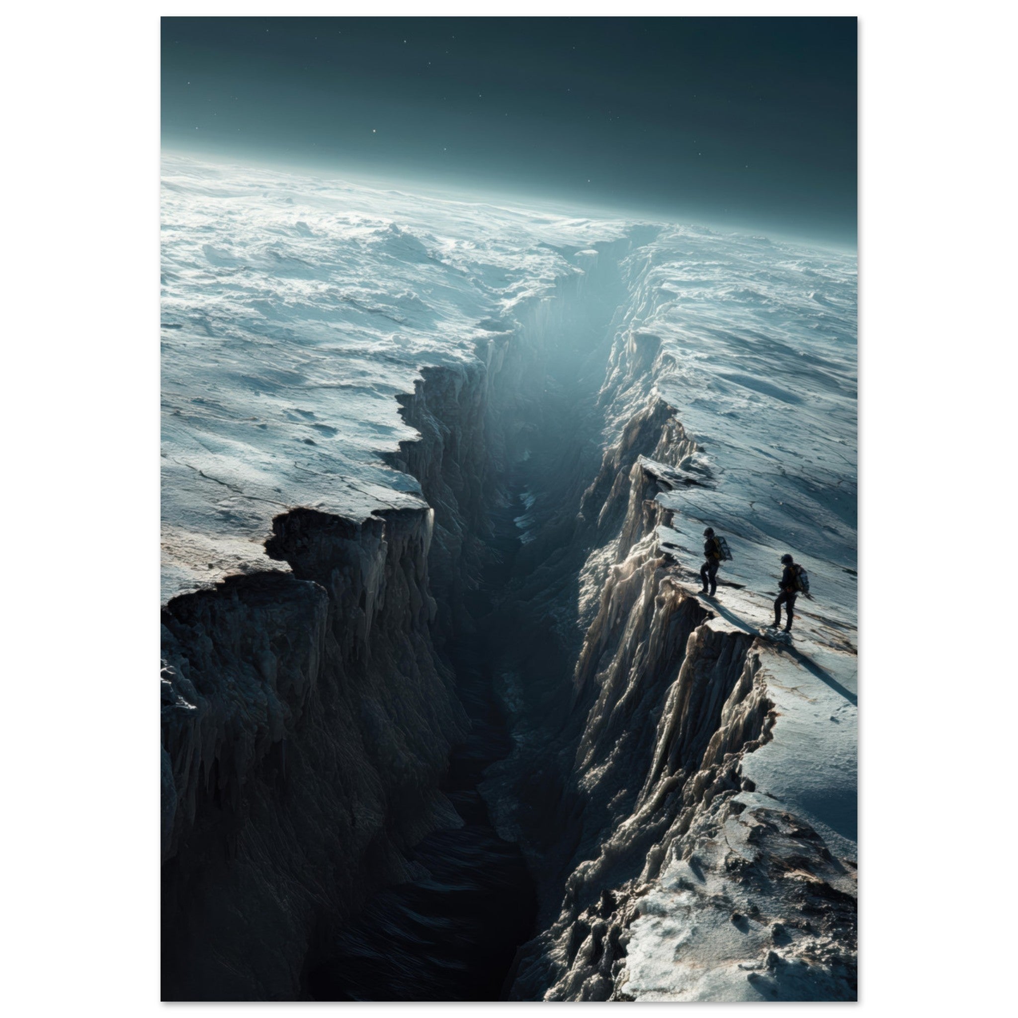 Fine Art Poster Portrait - The Frozen Wasteland of Europa An expedition tea - Shop Ai Art WebShop - Digital Art online Store