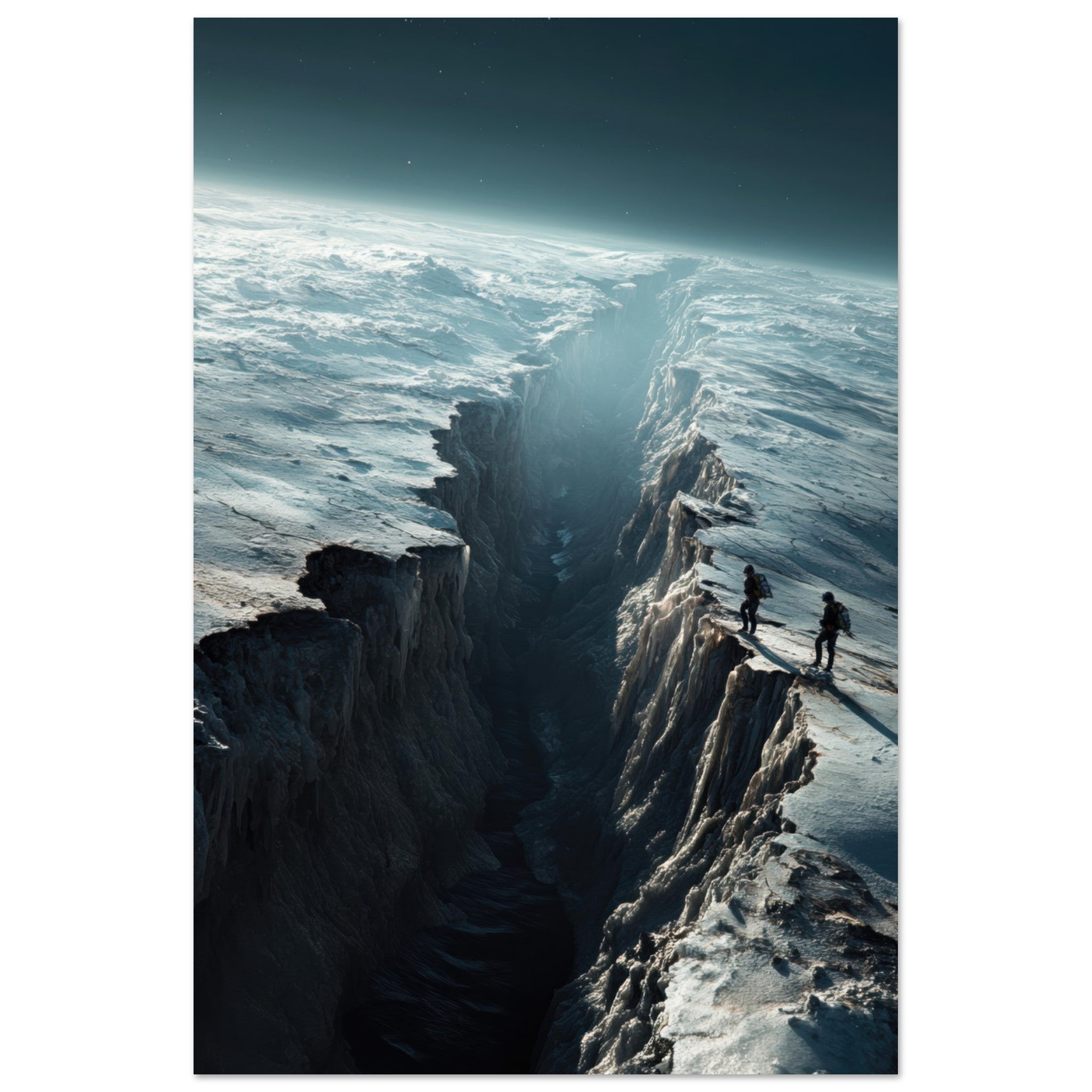 Fine Art Poster Portrait - The Frozen Wasteland of Europa An expedition tea - Shop Ai Art WebShop - Digital Art online Store