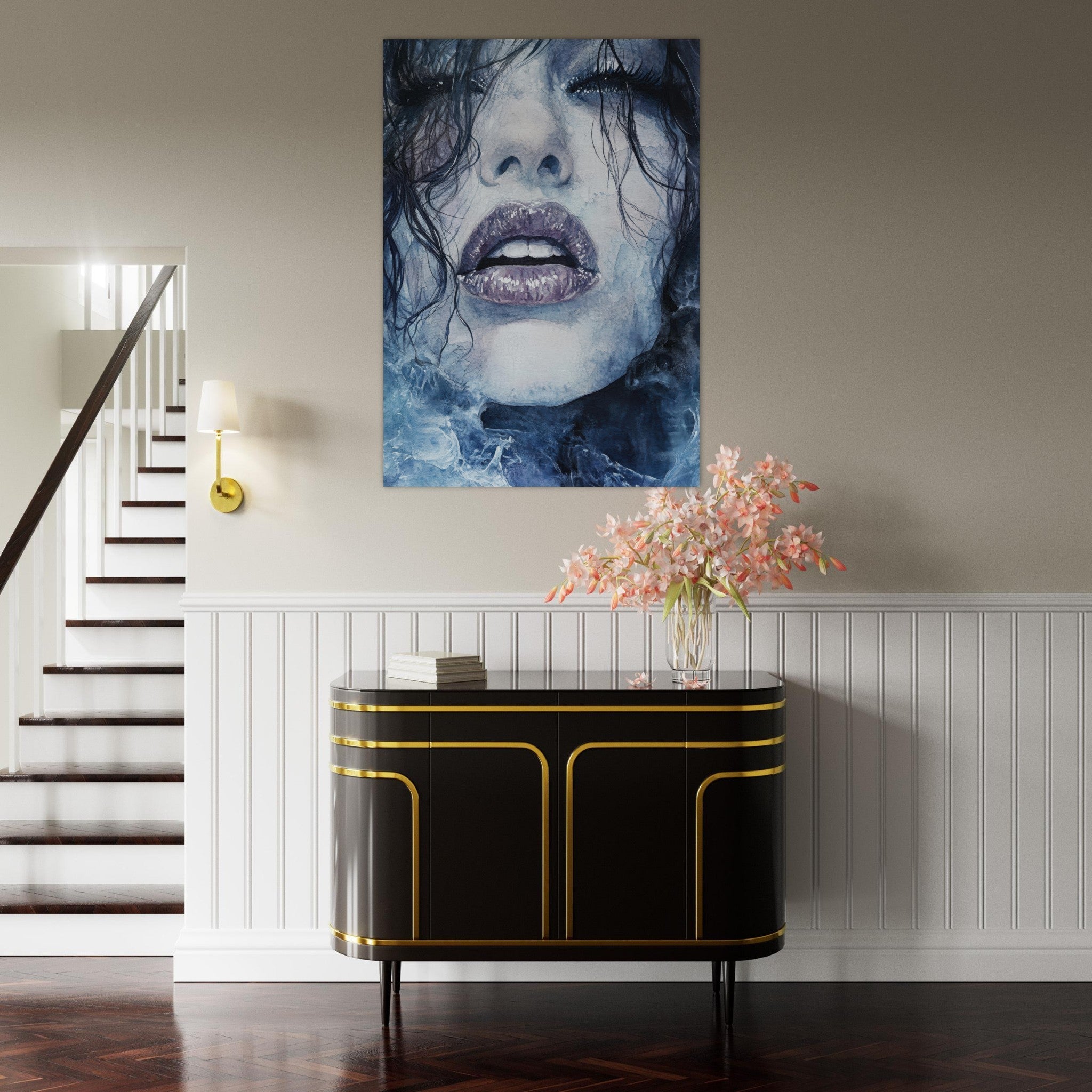 Fine Art Poster Portrait - The Sirens Lament Gothic Watercolor Extreme Los 4 - Shop Ai Art WebShop - Digital Art online Store