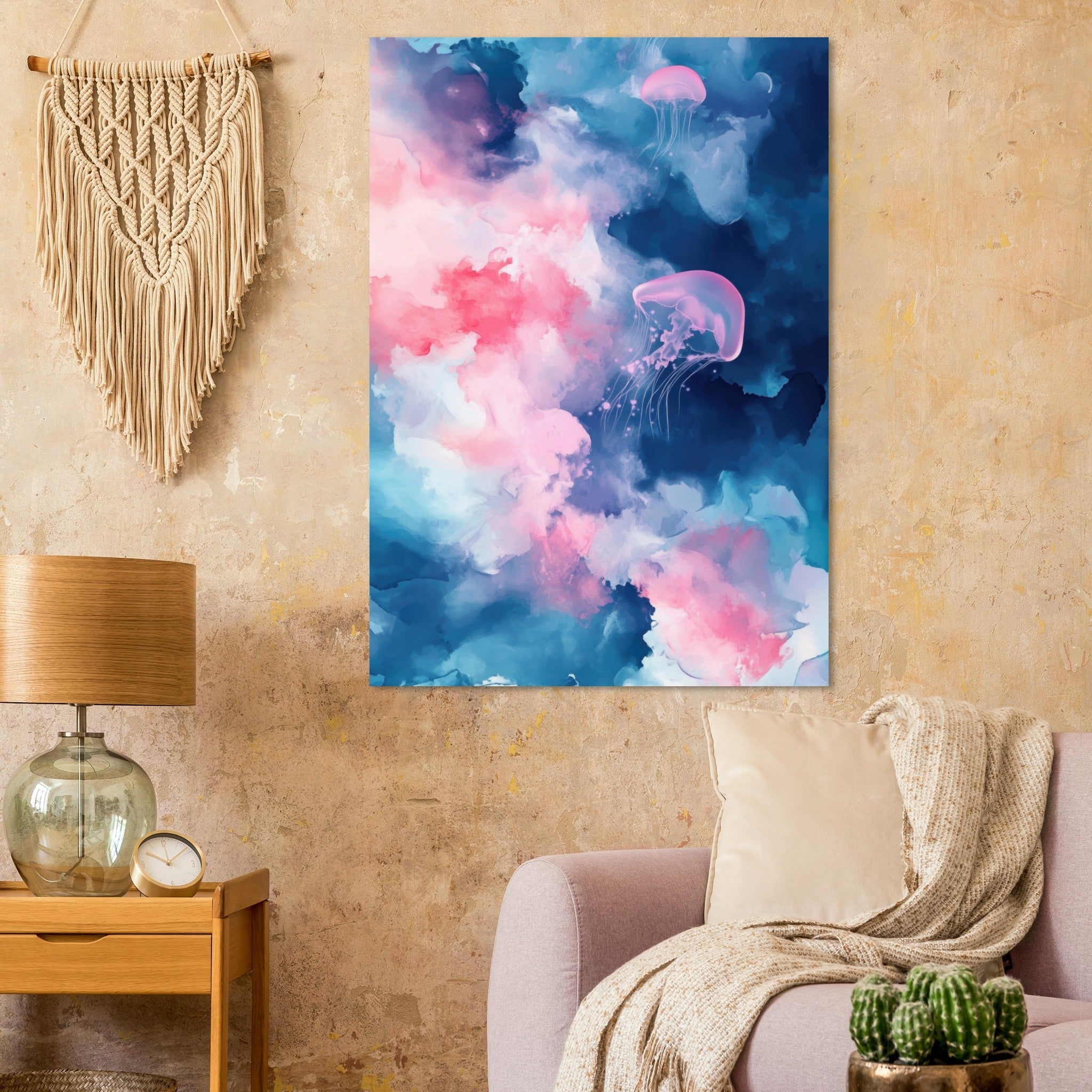 Fine Art Poster Portrait - Watercolor Jellyfish Drift Graceful jellyfish - Shop Ai Art WebShop - Digital Art online Store