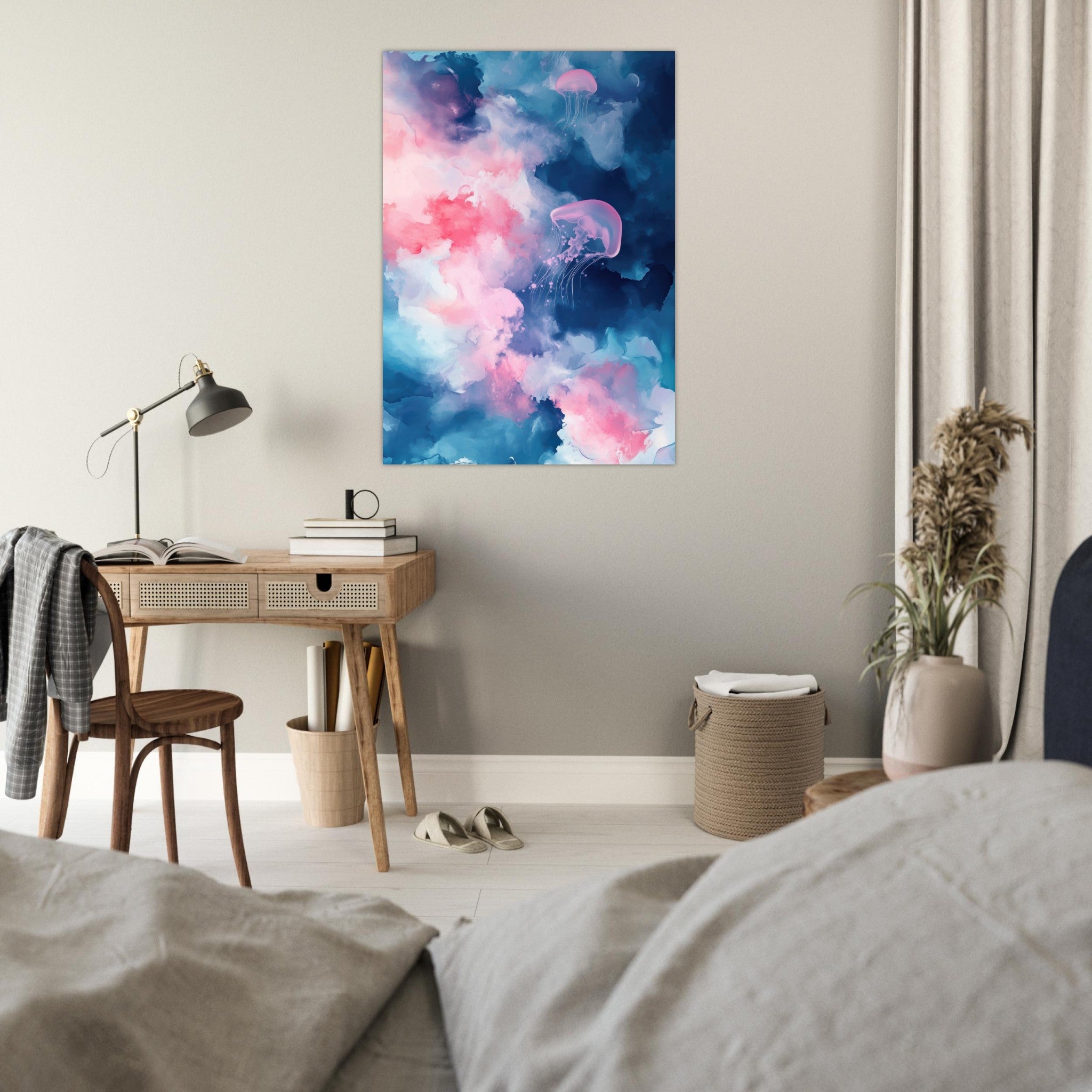 Fine Art Poster Portrait - Watercolor Jellyfish Drift Graceful jellyfish - Shop Ai Art WebShop - Digital Art online Store