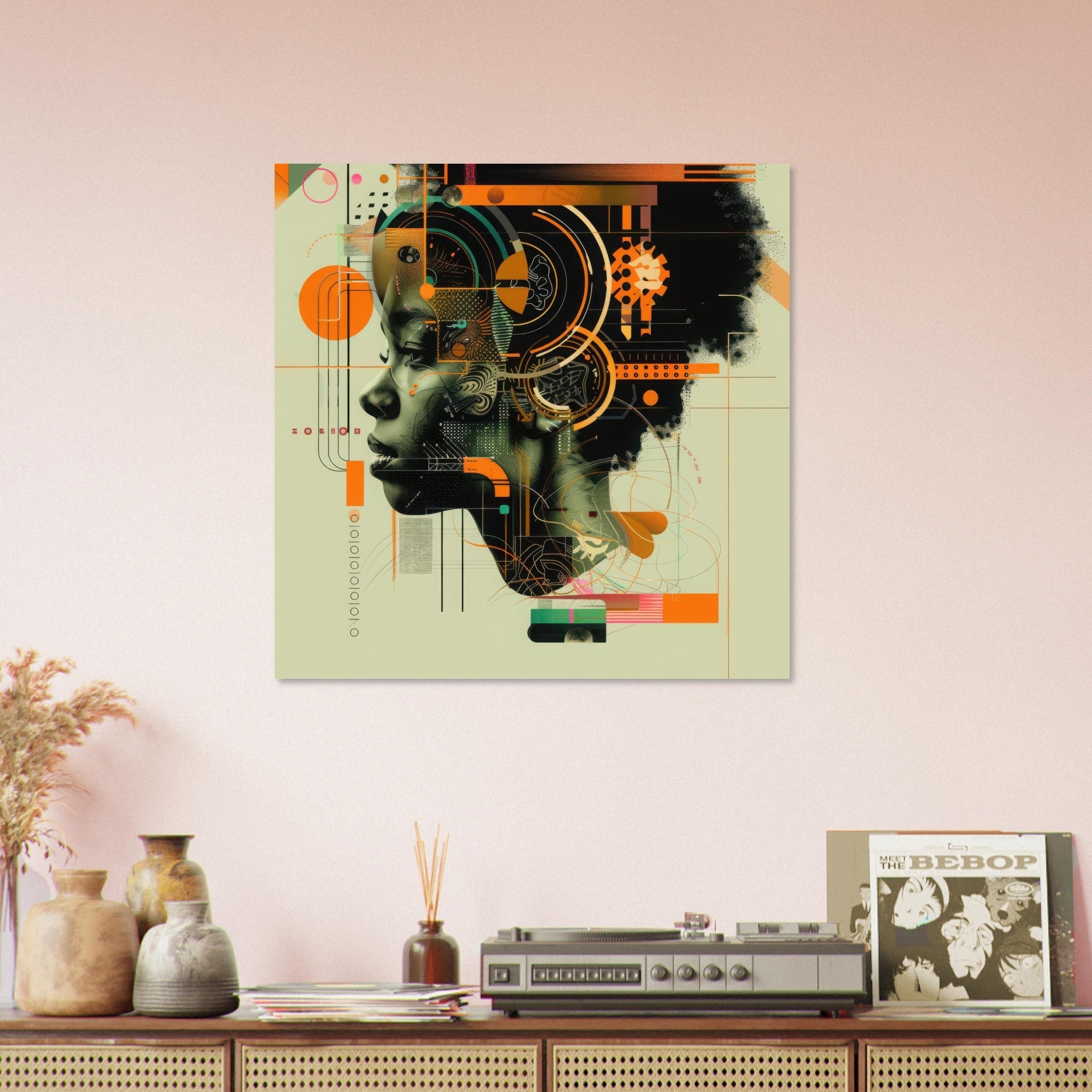 Fine Art Poster Square - Afrofuturism swedish sharkansas in abstract styl 2 - Shop Ai Art WebShop - Digital Art online Store