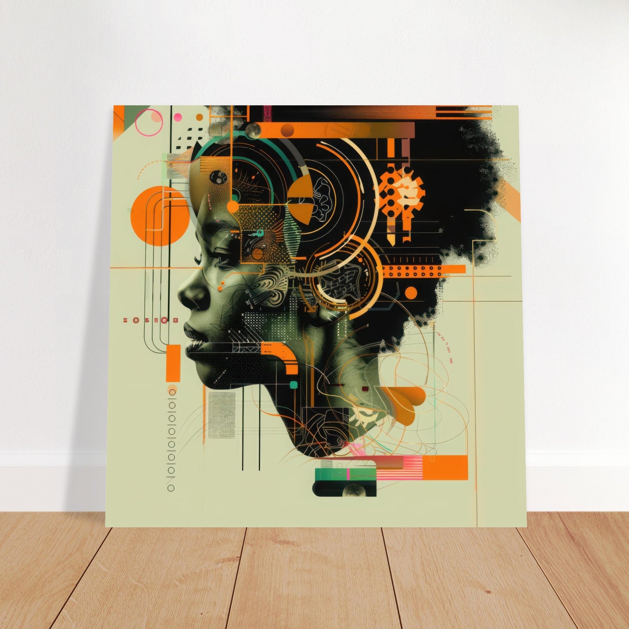Fine Art Poster Square - Afrofuturism swedish sharkansas in abstract styl 2 - Shop Ai Art WebShop - Digital Art online Store