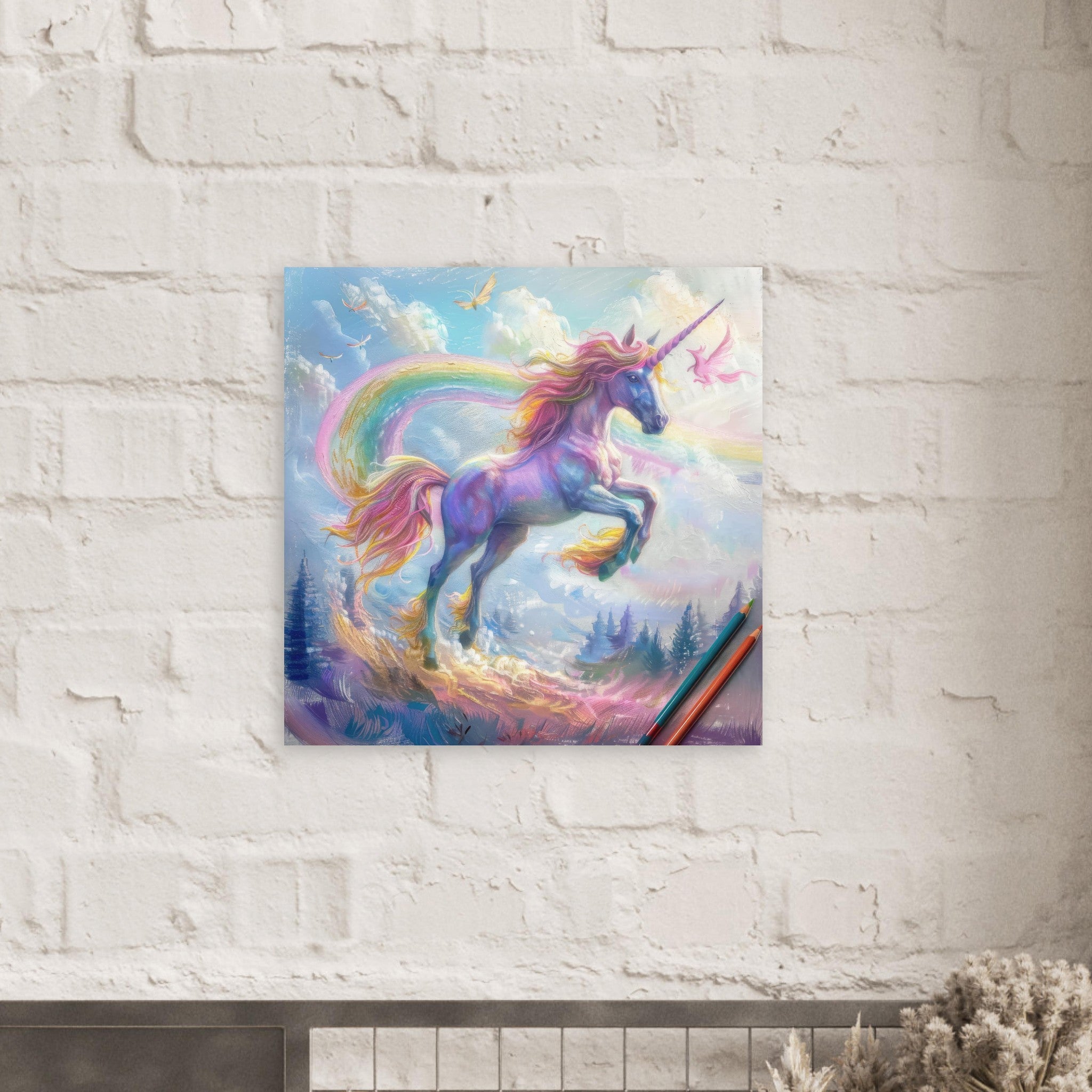 Fine Art Poster Square - Children Kids Room Art Unicorn Fantasy 3 - Shop Ai Art WebShop - Digital Art online Store