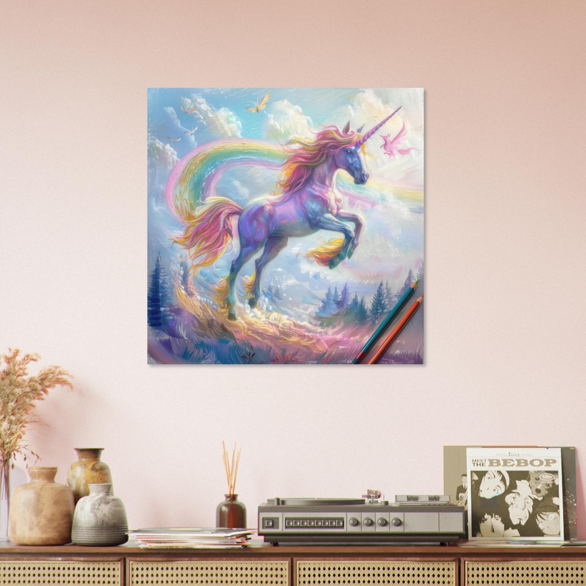 Fine Art Poster Square - Children Kids Room Art Unicorn Fantasy 3 - Shop Ai Art WebShop - Digital Art online Store