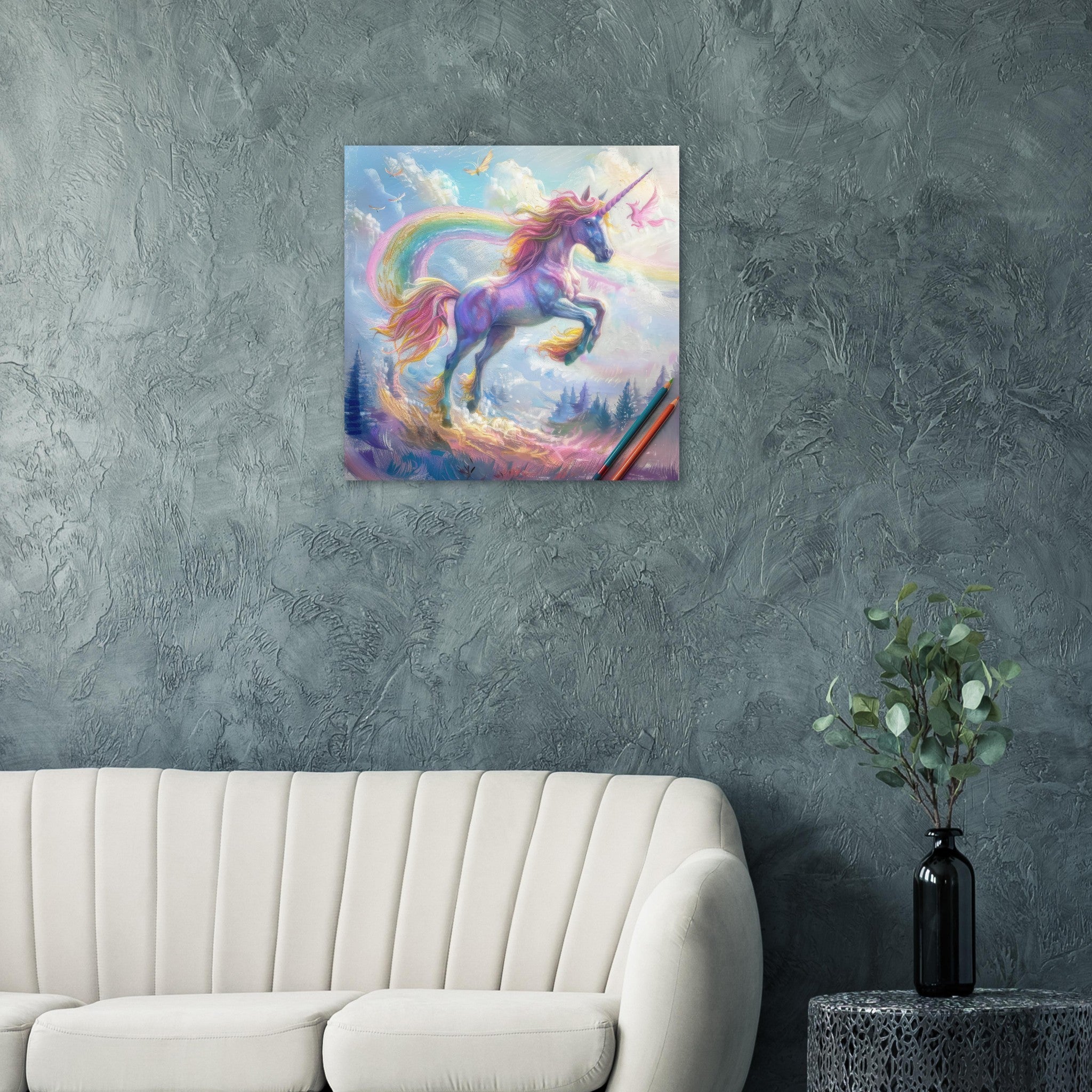 Fine Art Poster Square - Children Kids Room Art Unicorn Fantasy 3 - Shop Ai Art WebShop - Digital Art online Store