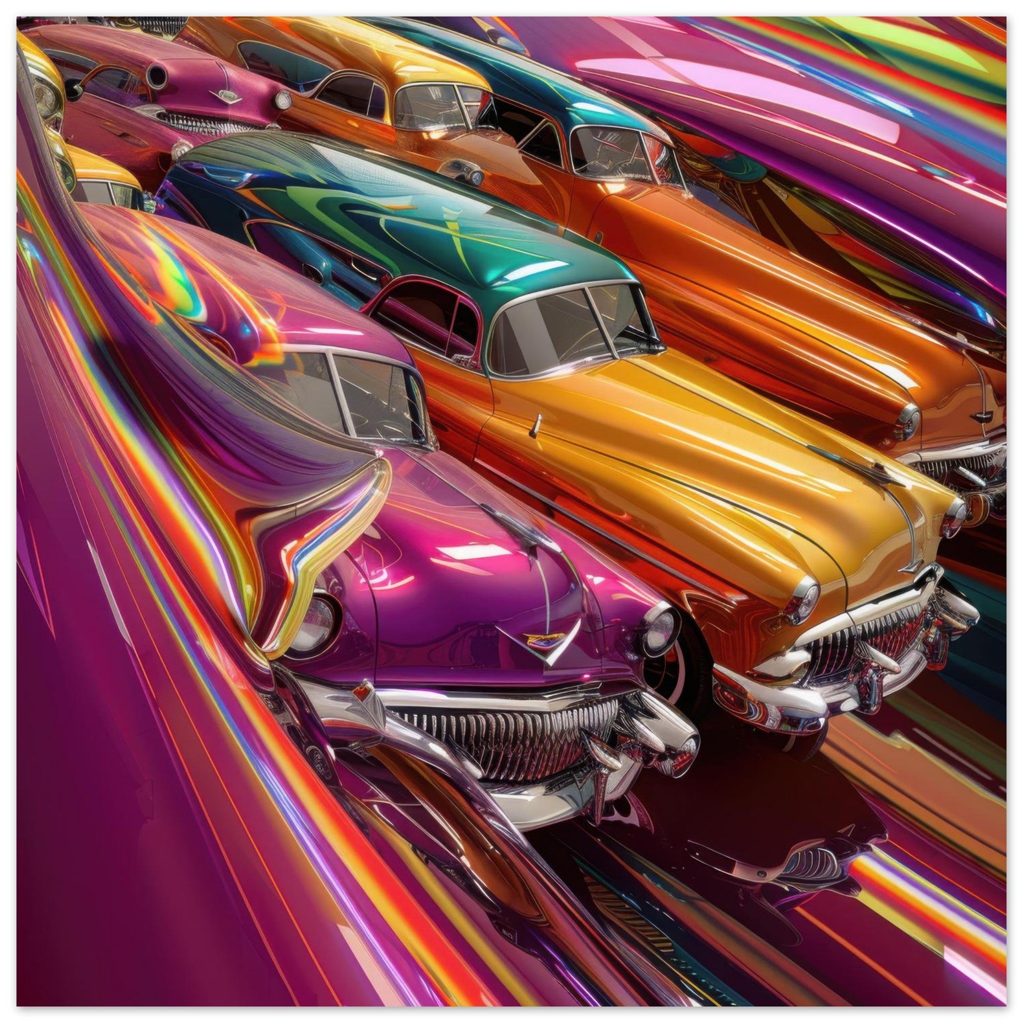 Fine Art Poster Square - Classic Cars Art - Shop Ai Art WebShop - Digital Art online Store