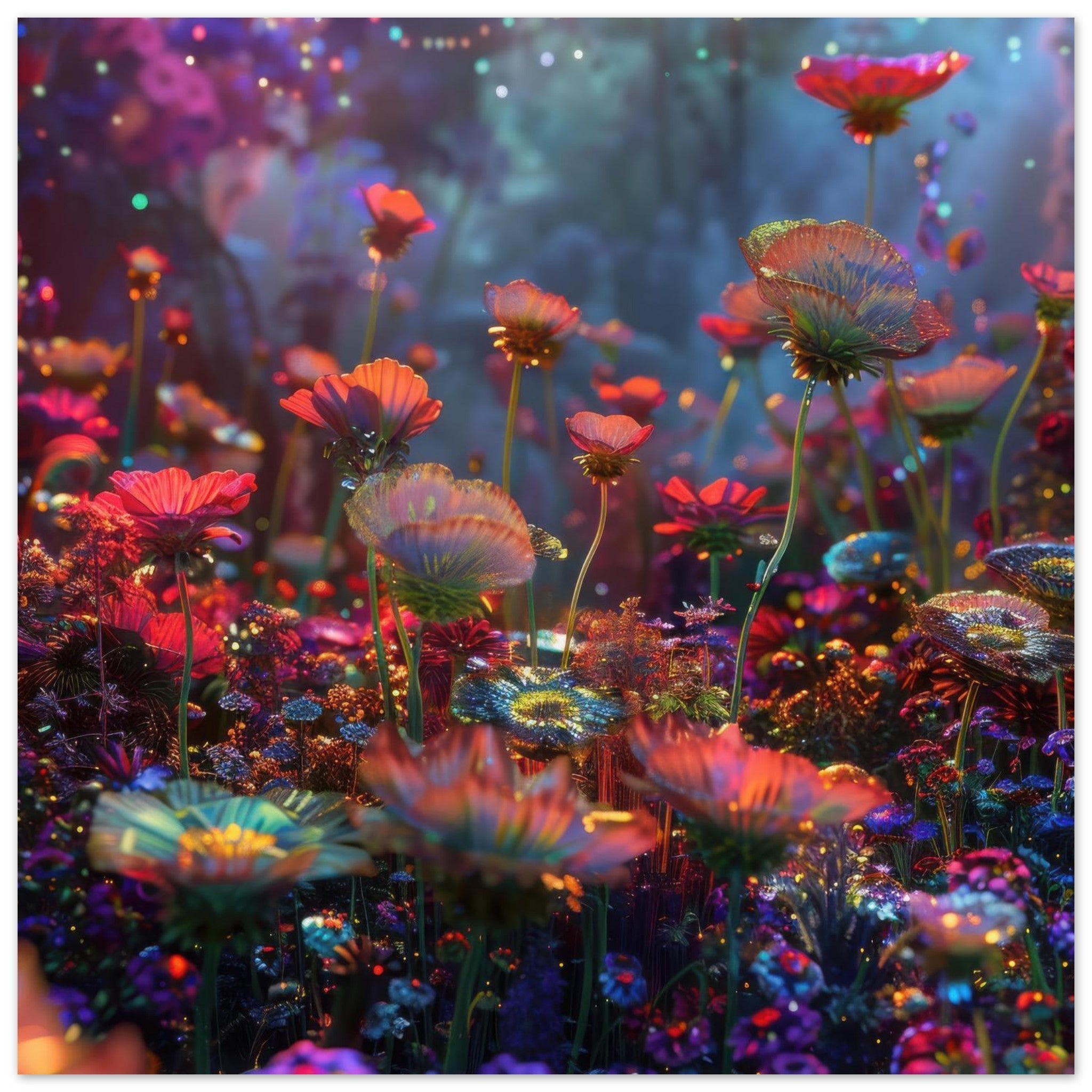 Fine Art Poster Square - Colorfull Flower Art 13 - Shop Ai Art WebShop - Digital Art online Store