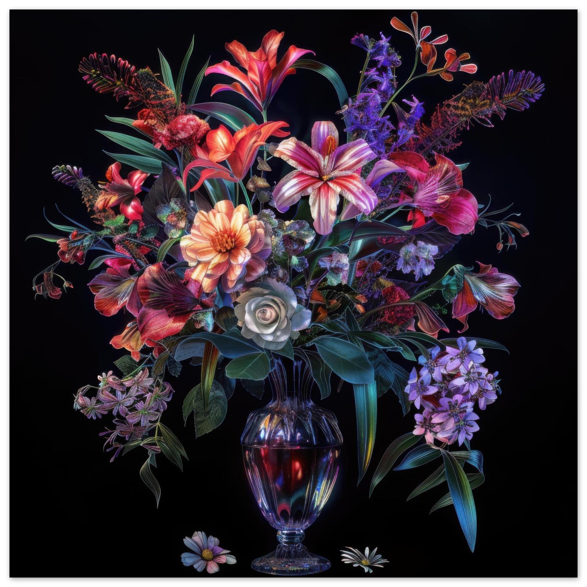 Fine Art Poster Square - Colorfull Flower Art 14 - Shop Ai Art WebShop - Digital Art online Store