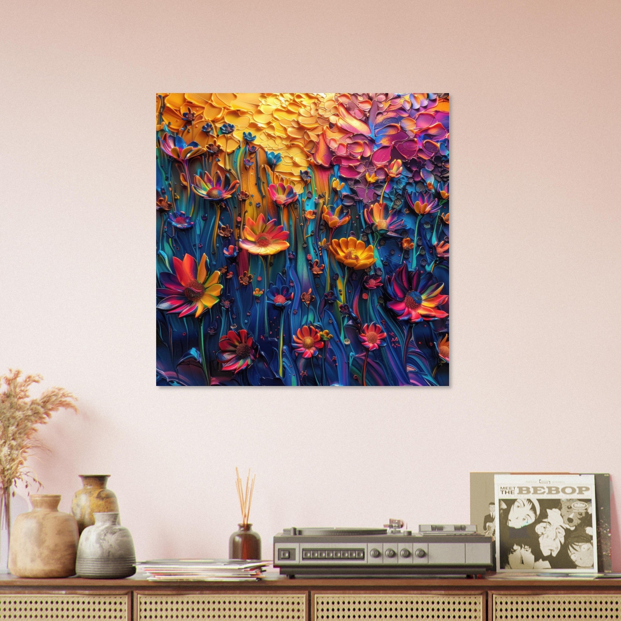 Fine Art Poster Square - Colorfull Flower Art 2 - Shop Ai Art WebShop - Digital Art online Store