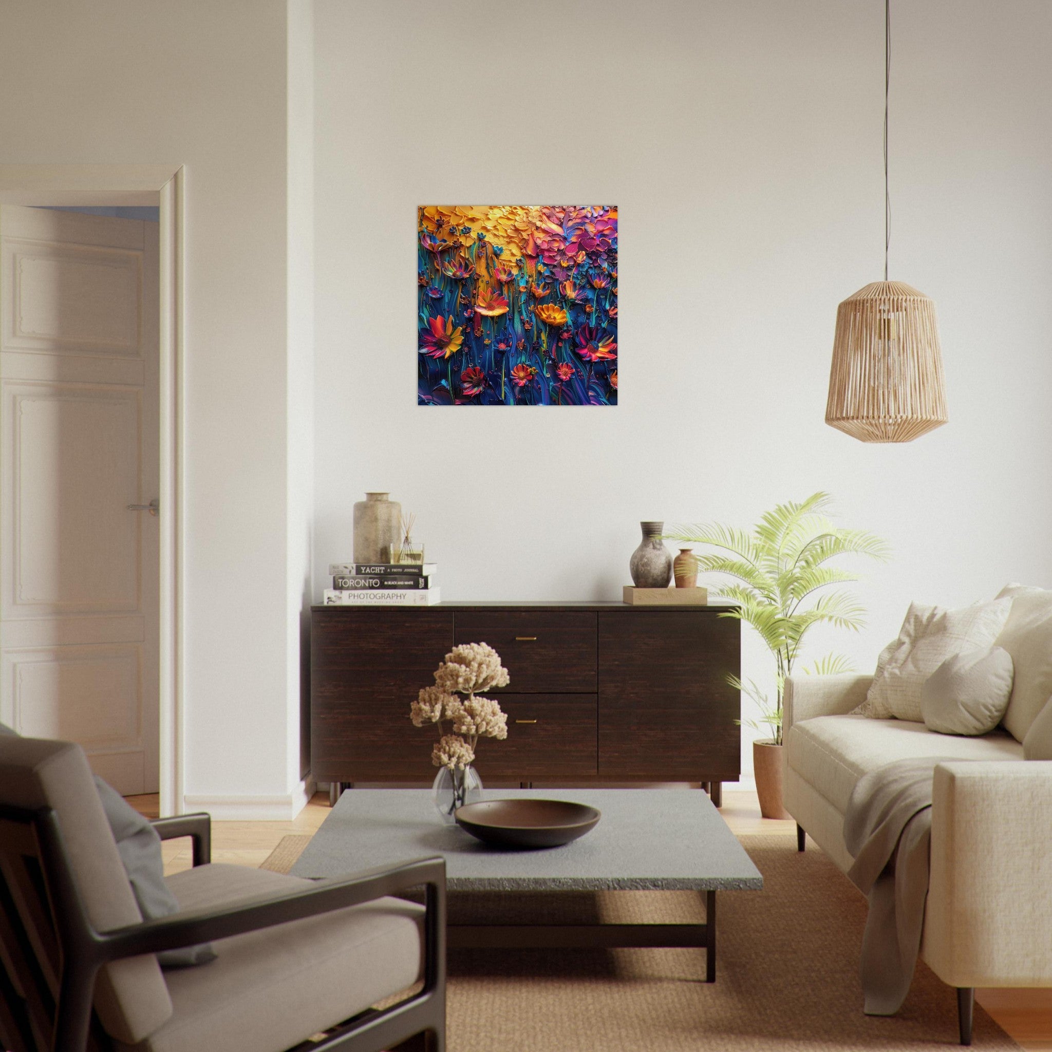 Fine Art Poster Square - Colorfull Flower Art 2 - Shop Ai Art WebShop - Digital Art online Store