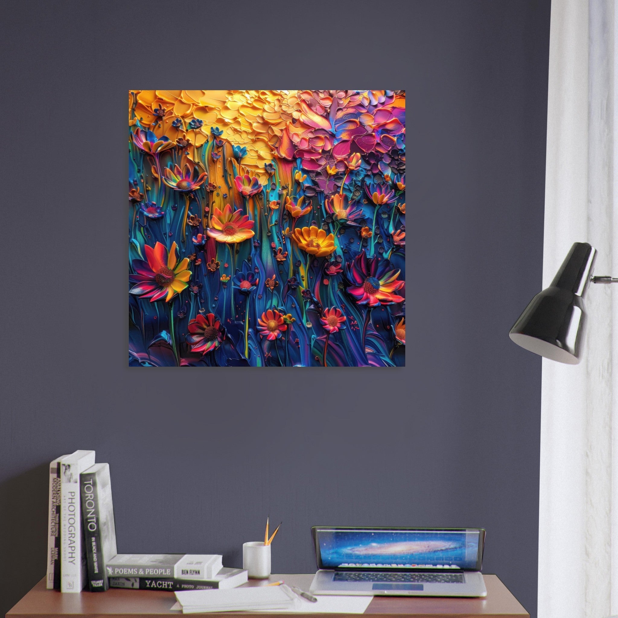 Fine Art Poster Square - Colorfull Flower Art 2 - Shop Ai Art WebShop - Digital Art online Store
