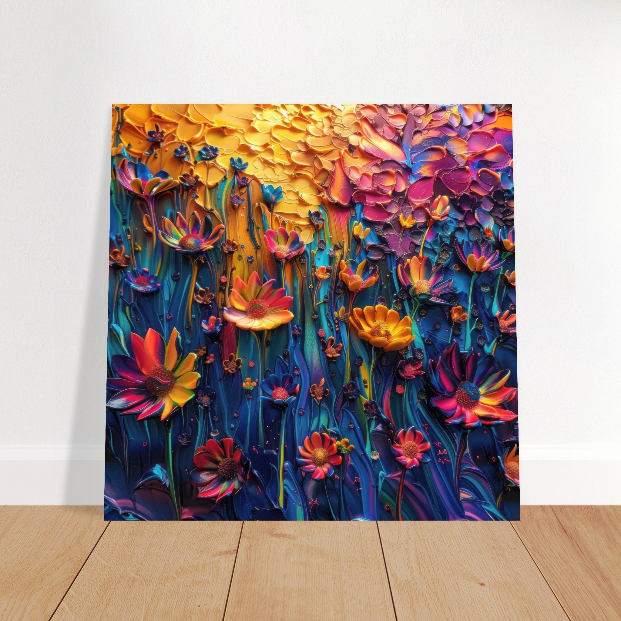Fine Art Poster Square - Colorfull Flower Art 2 - Shop Ai Art WebShop - Digital Art online Store