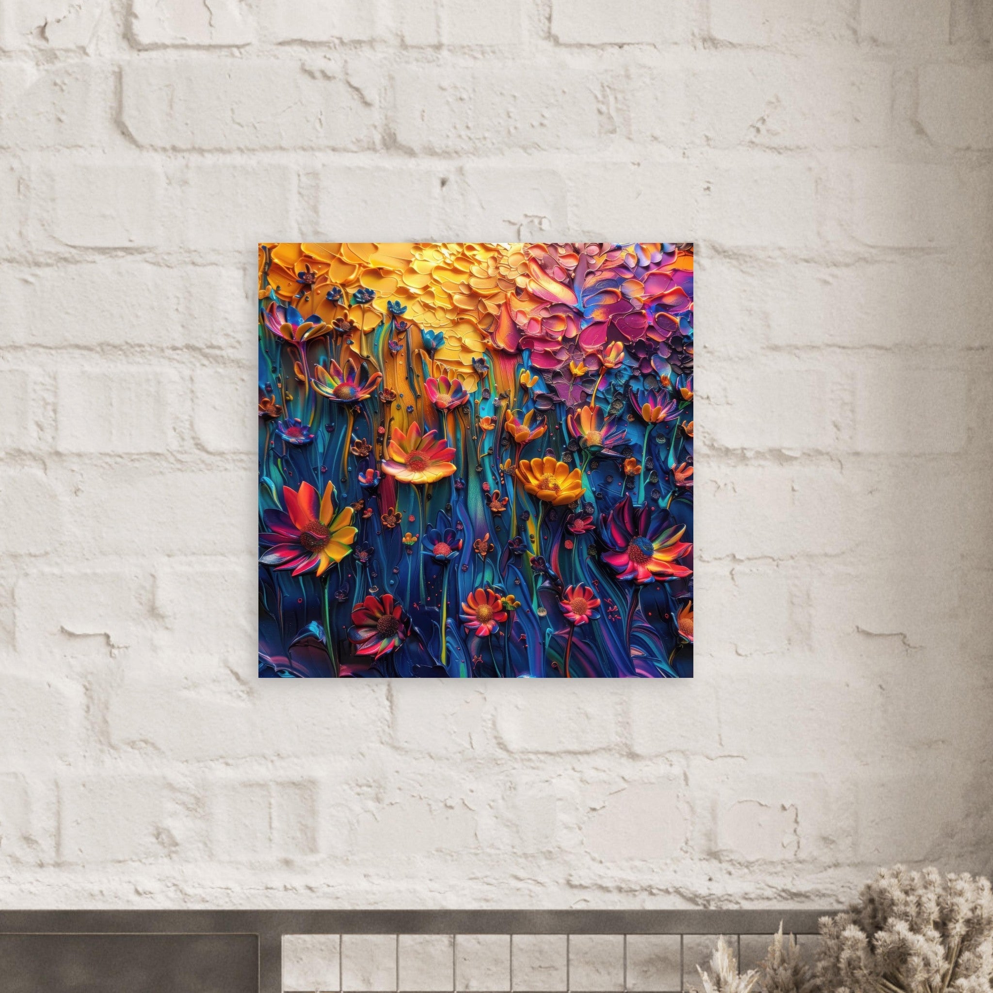 Fine Art Poster Square - Colorfull Flower Art 2 - Shop Ai Art WebShop - Digital Art online Store