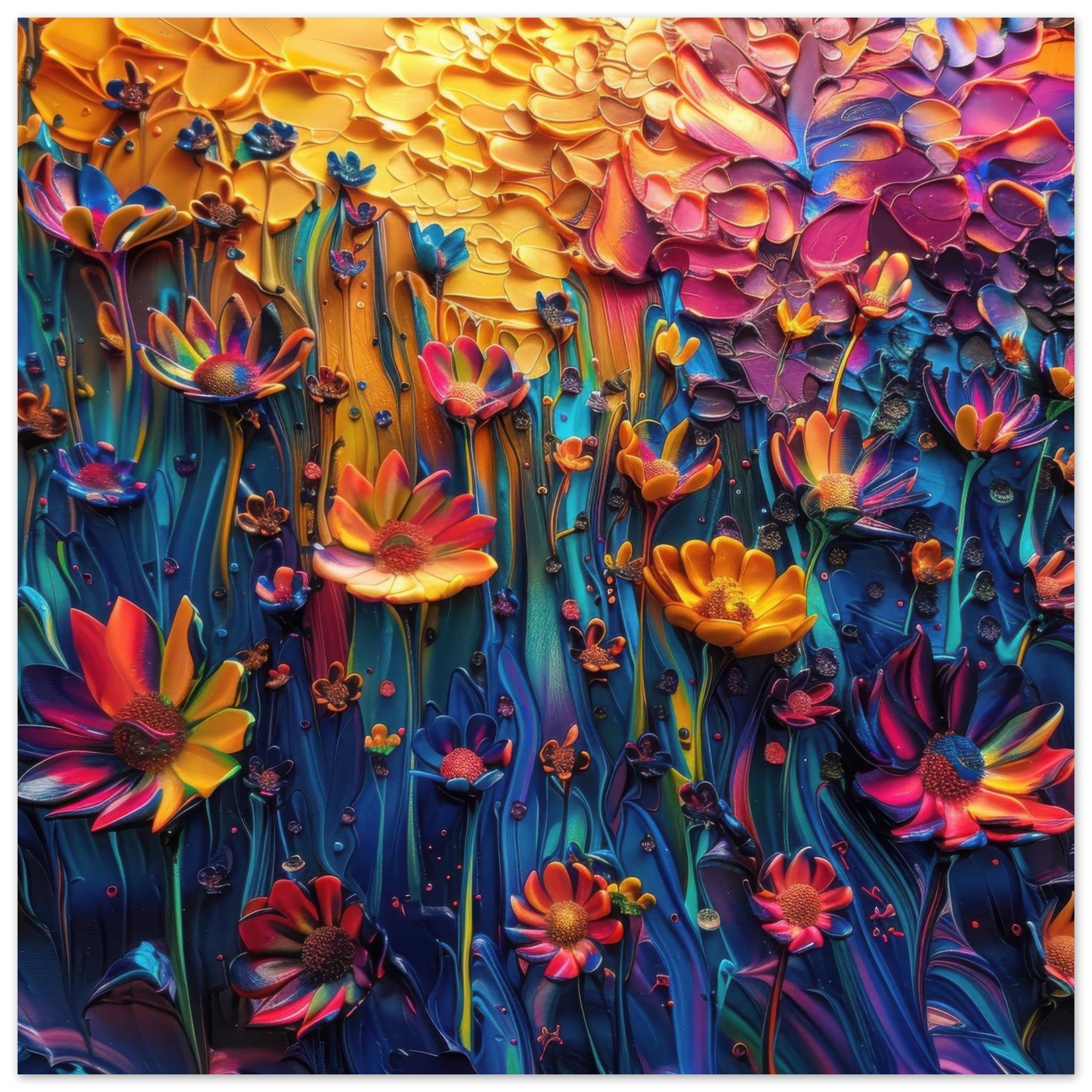Fine Art Poster Square - Colorfull Flower Art 2 - Shop Ai Art WebShop - Digital Art online Store