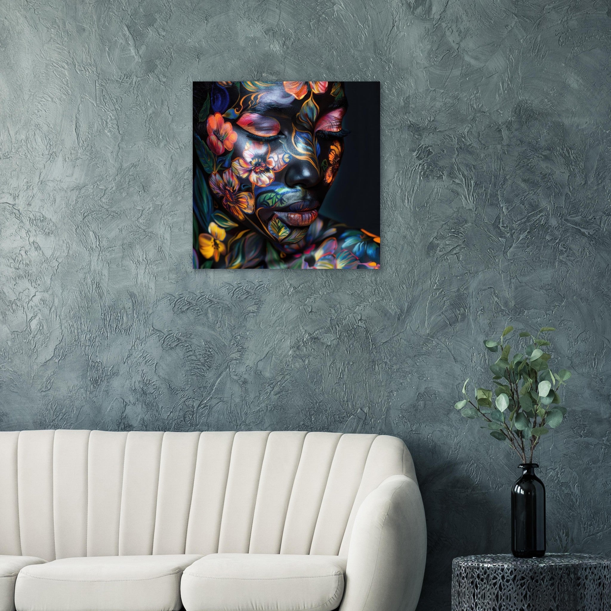 Fine Art Poster Square - Colorfull Flower Art Bodypaint 5 - Shop Ai Art WebShop - Digital Art online Store