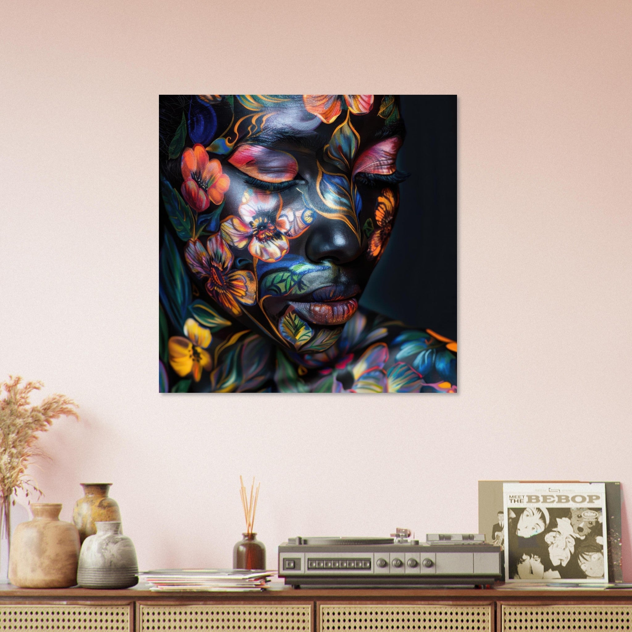 Fine Art Poster Square - Colorfull Flower Art Bodypaint 5 - Shop Ai Art WebShop - Digital Art online Store