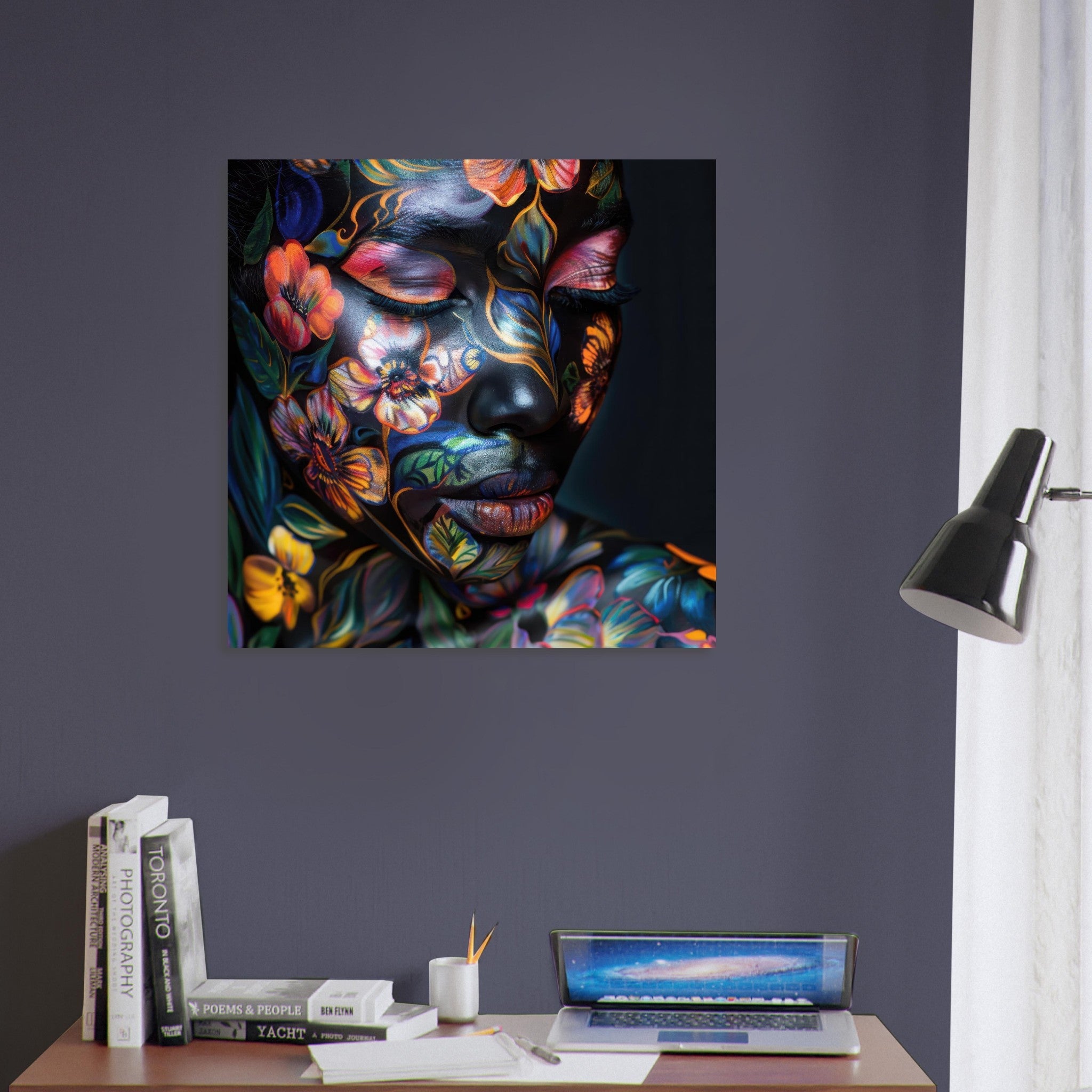 Fine Art Poster Square - Colorfull Flower Art Bodypaint 5 - Shop Ai Art WebShop - Digital Art online Store