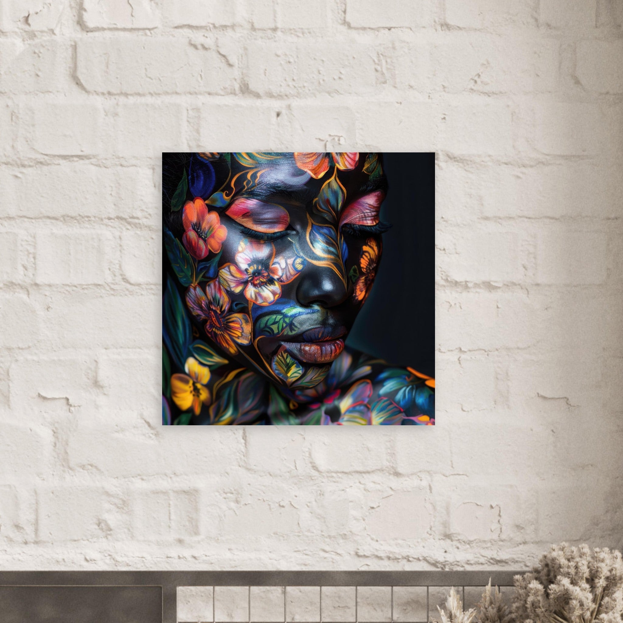 Fine Art Poster Square - Colorfull Flower Art Bodypaint 5 - Shop Ai Art WebShop - Digital Art online Store