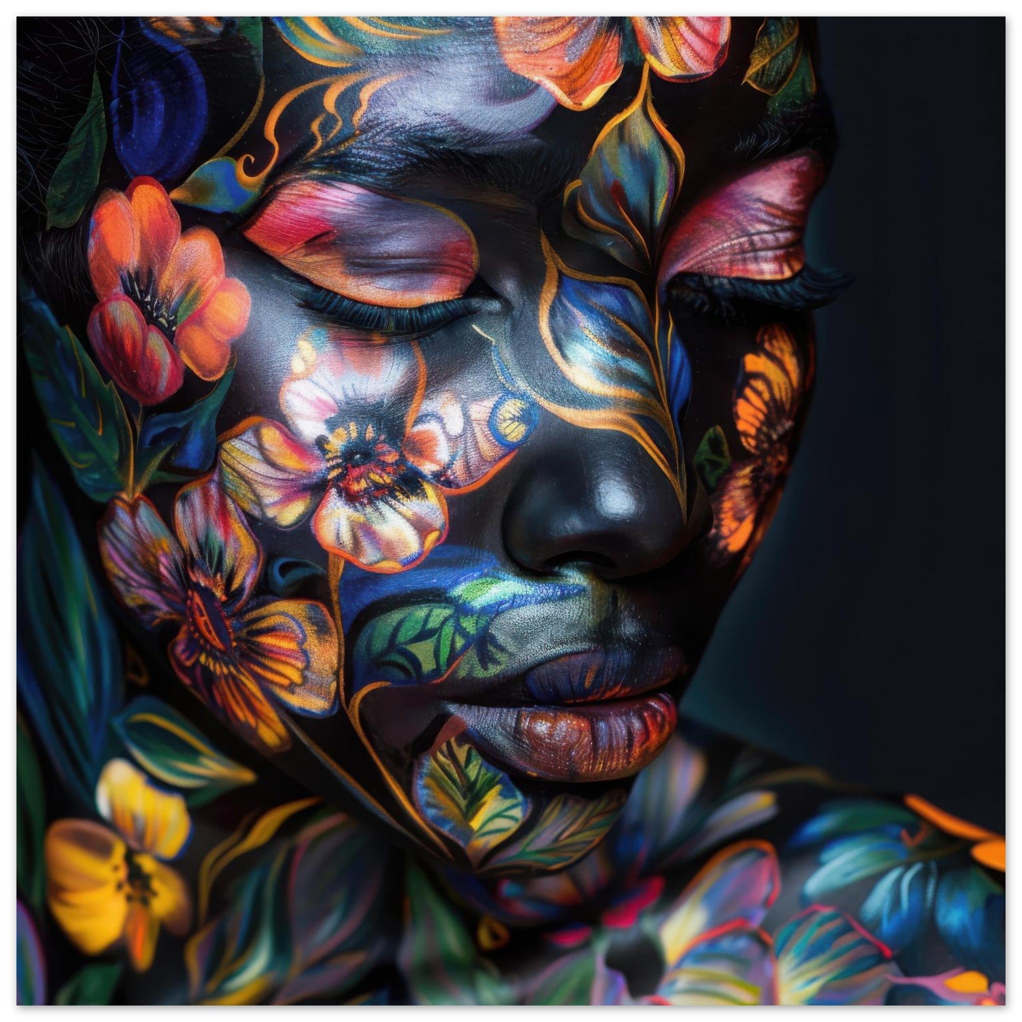 Fine Art Poster Square - Colorfull Flower Art Bodypaint 5 - Shop Ai Art WebShop - Digital Art online Store