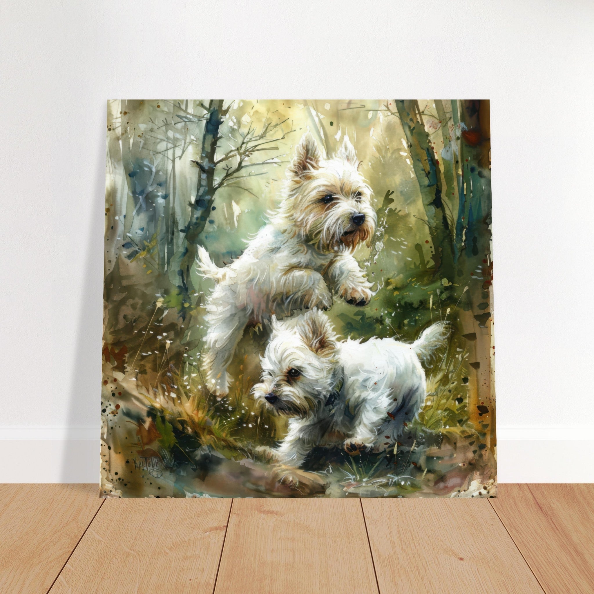 Fine Art Poster Square - Dogs Westie Art1 - Shop Ai Art WebShop - Digital Art online Store