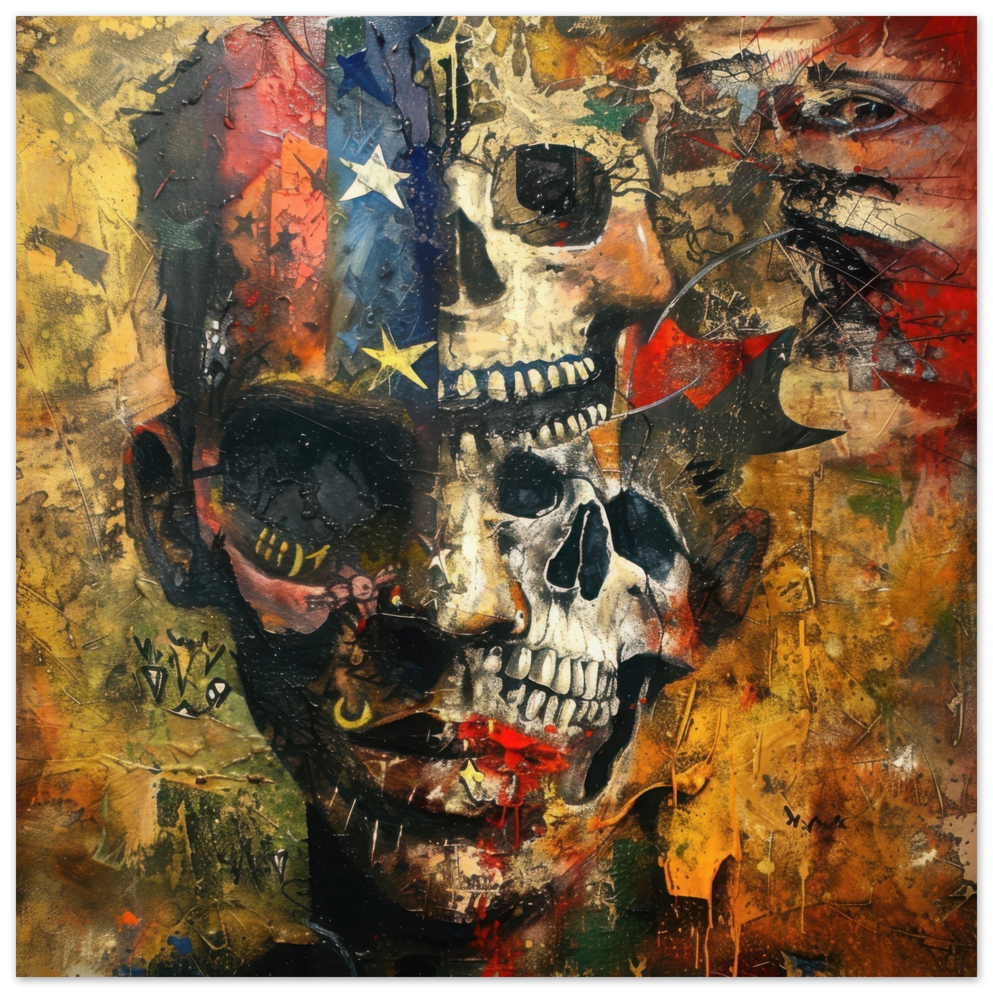Fine Art Poster Square - Expressionism art style American ancestors 2 - Shop Ai Art WebShop - Digital Art online Store