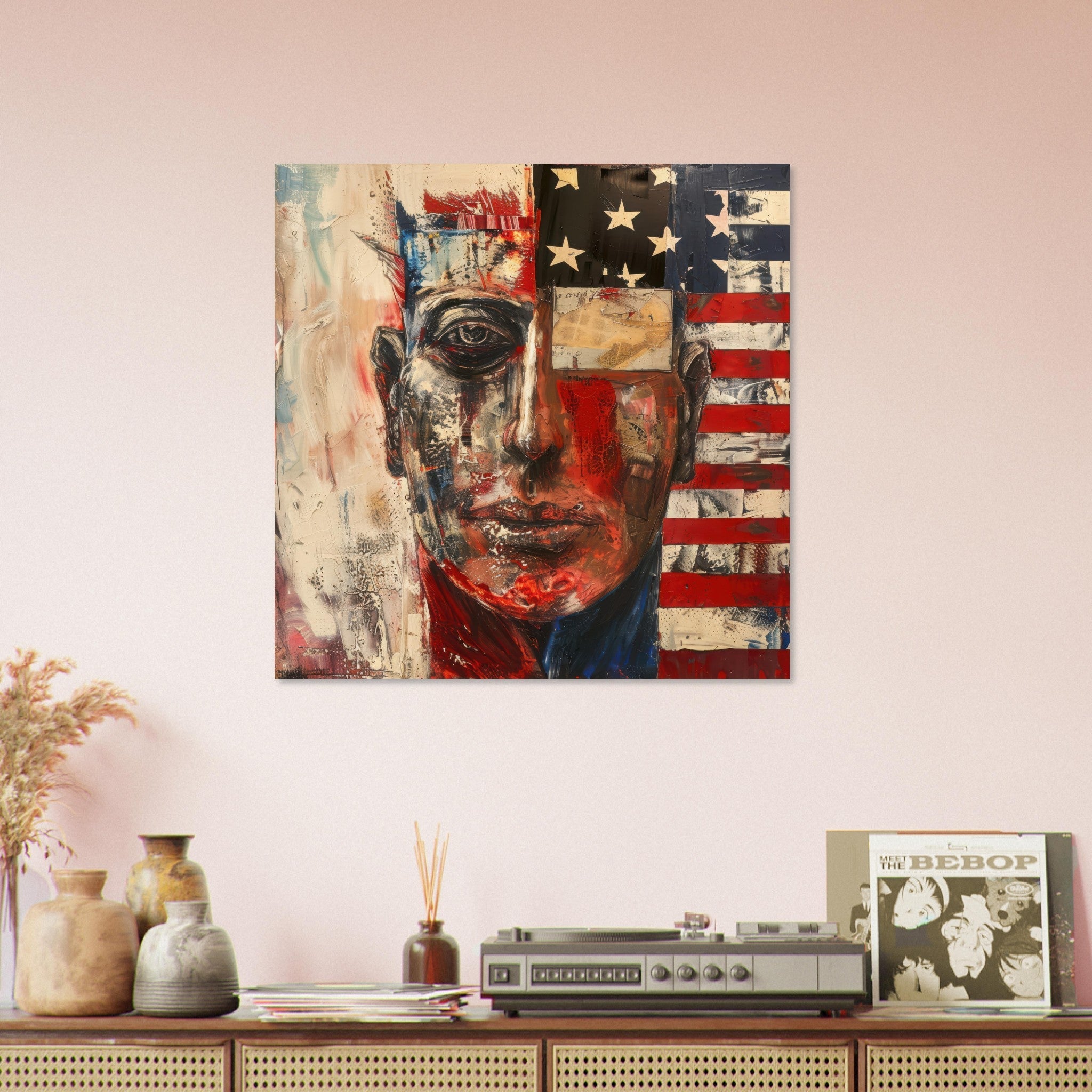 Fine Art Poster Square - Expressionism art style American ancestors - Shop Ai Art WebShop - Digital Art online Store