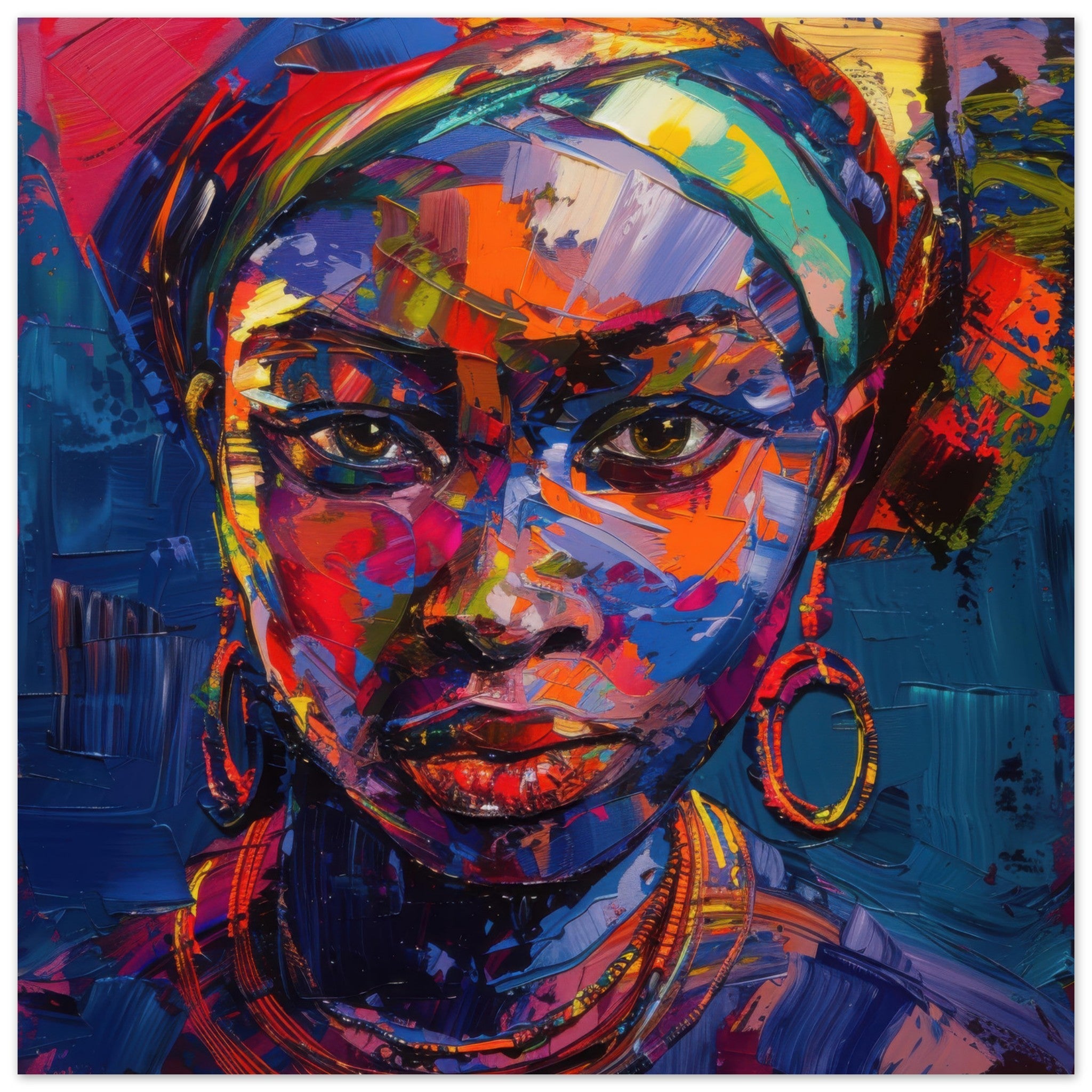 Fine Art Poster Square - Expressionism art style Ugandas ancestors female - Shop Ai Art WebShop - Digital Art online Store