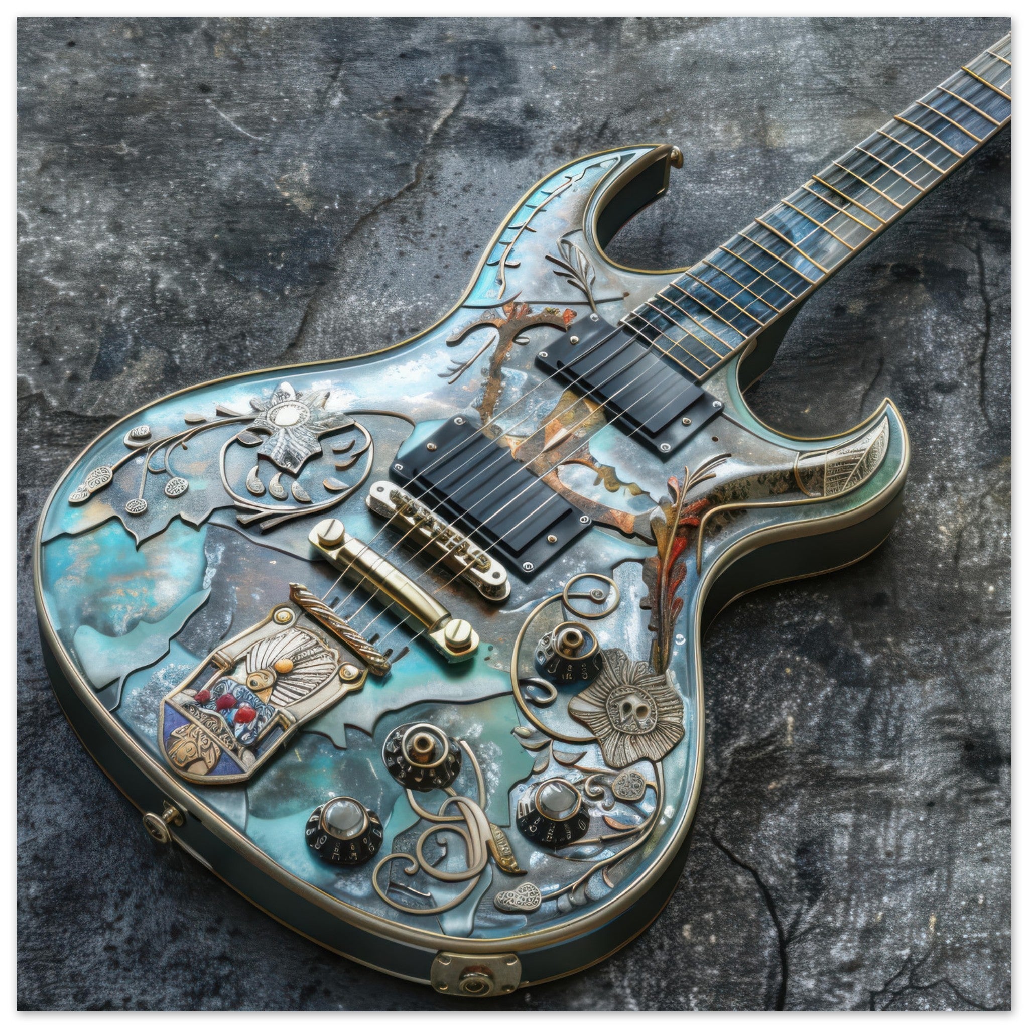 Fine Art Poster Square - Guitar Art - Shop Ai Art WebShop - Digital Art online Store
