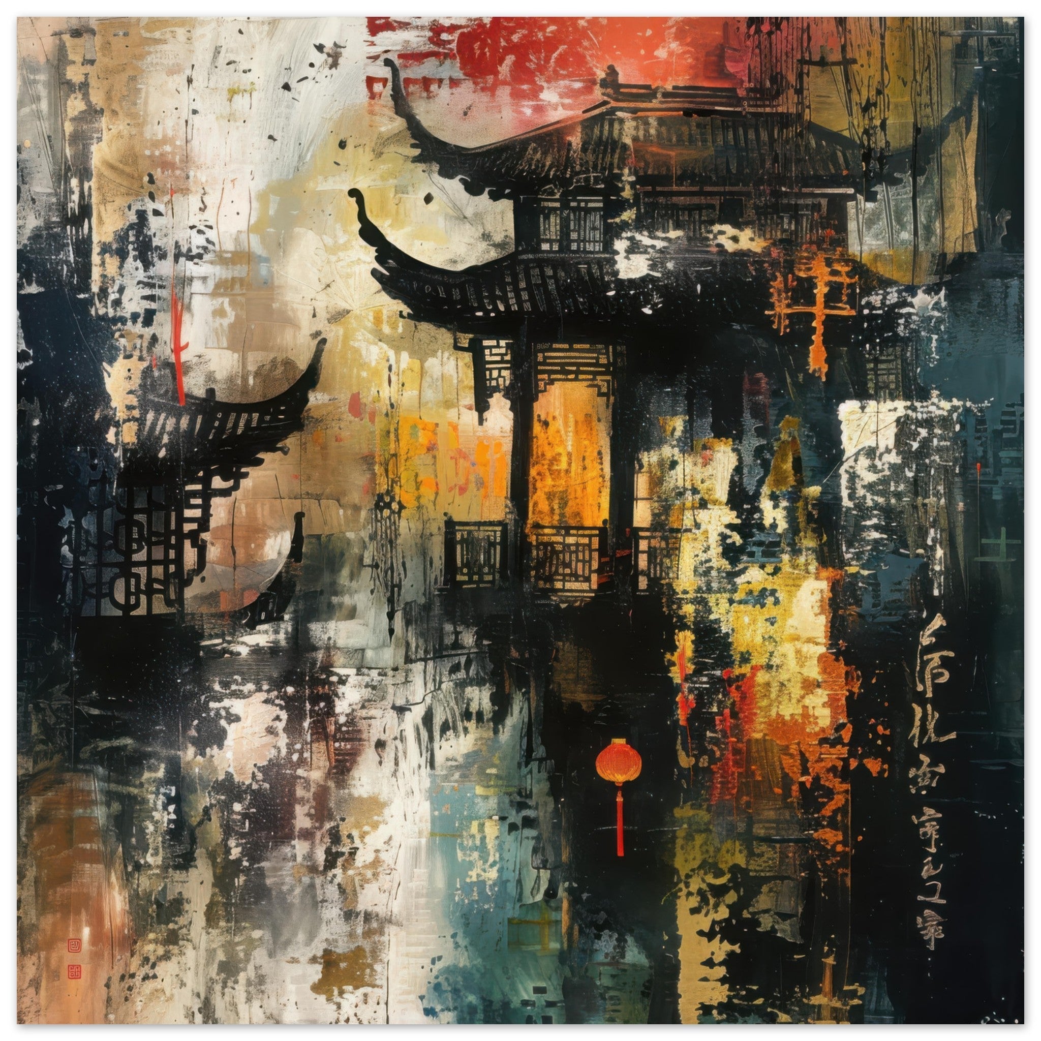 Fine Art Poster Square - Old culture of China in abstract style - Ai Art Force