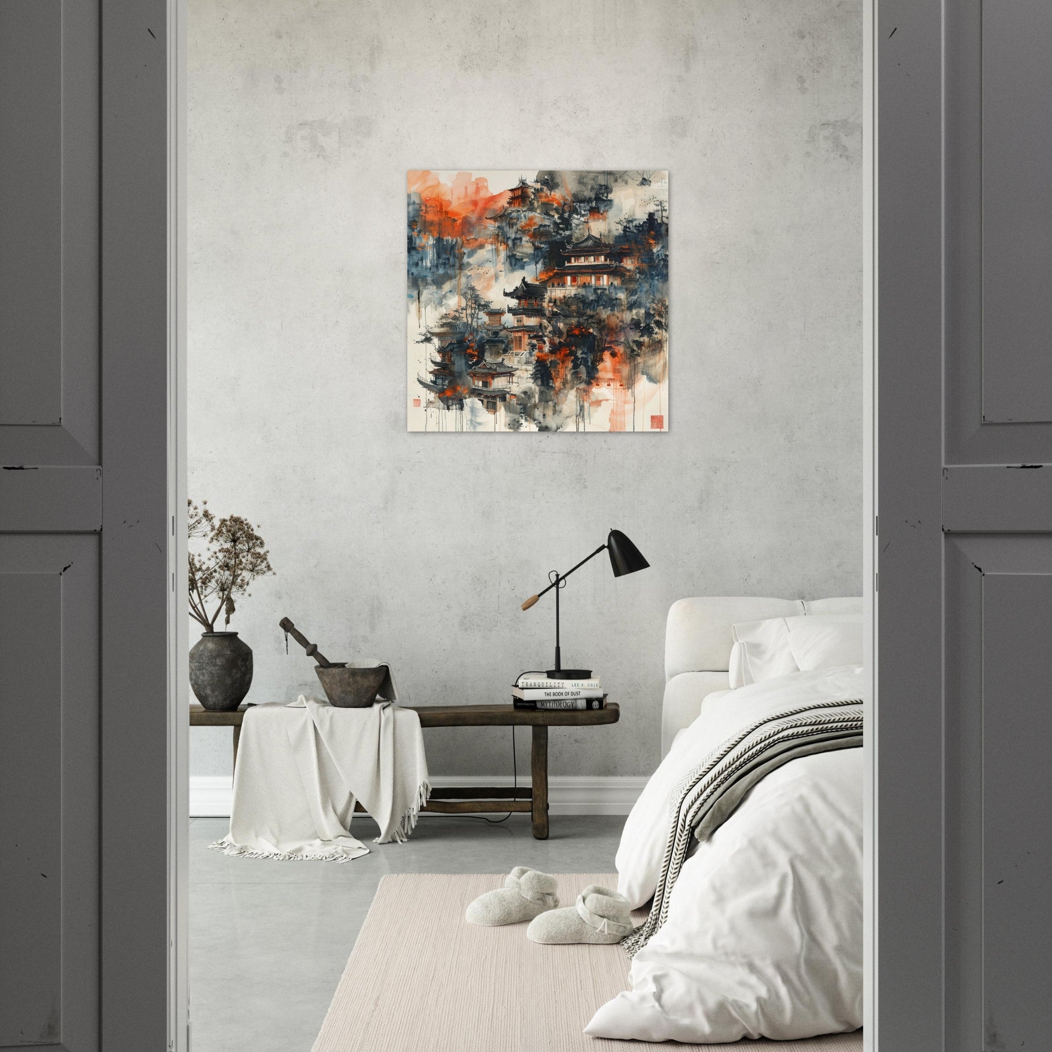 Fine Art Poster Square - Old culture of China in abstract style 3 - Shop Ai Art WebShop - Digital Art online Store